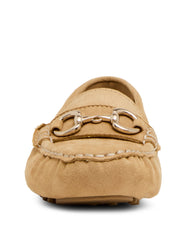 Chrystie Moccasin Loafer in Camel Suede - Anne Klein Tan Suede