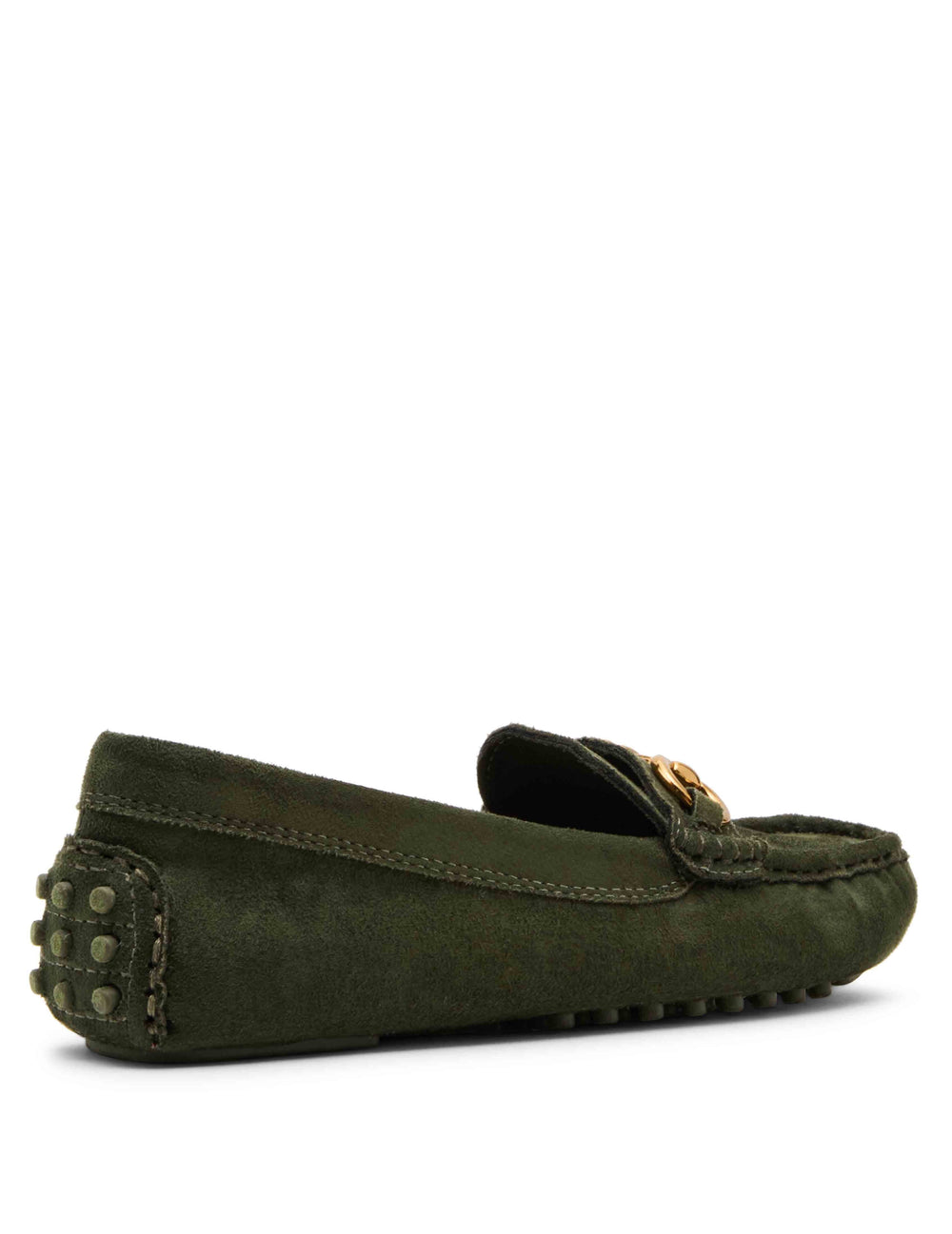 Chrystie Moccasin Loafer in Olive Suede - Anne Klein Olive Suede