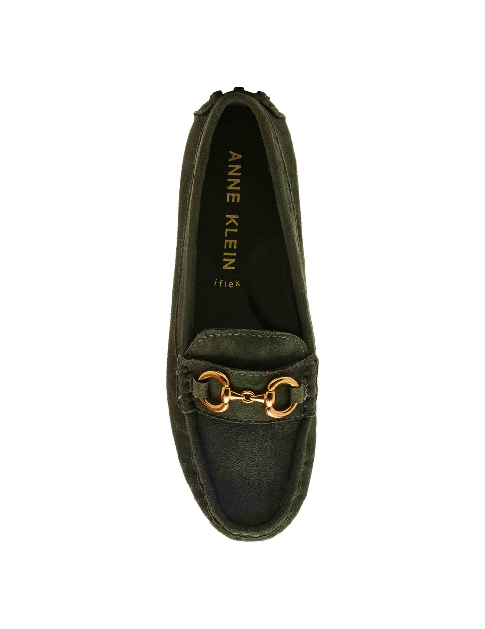 Chrystie Moccasin Loafer in Olive Suede - Anne Klein Olive Suede