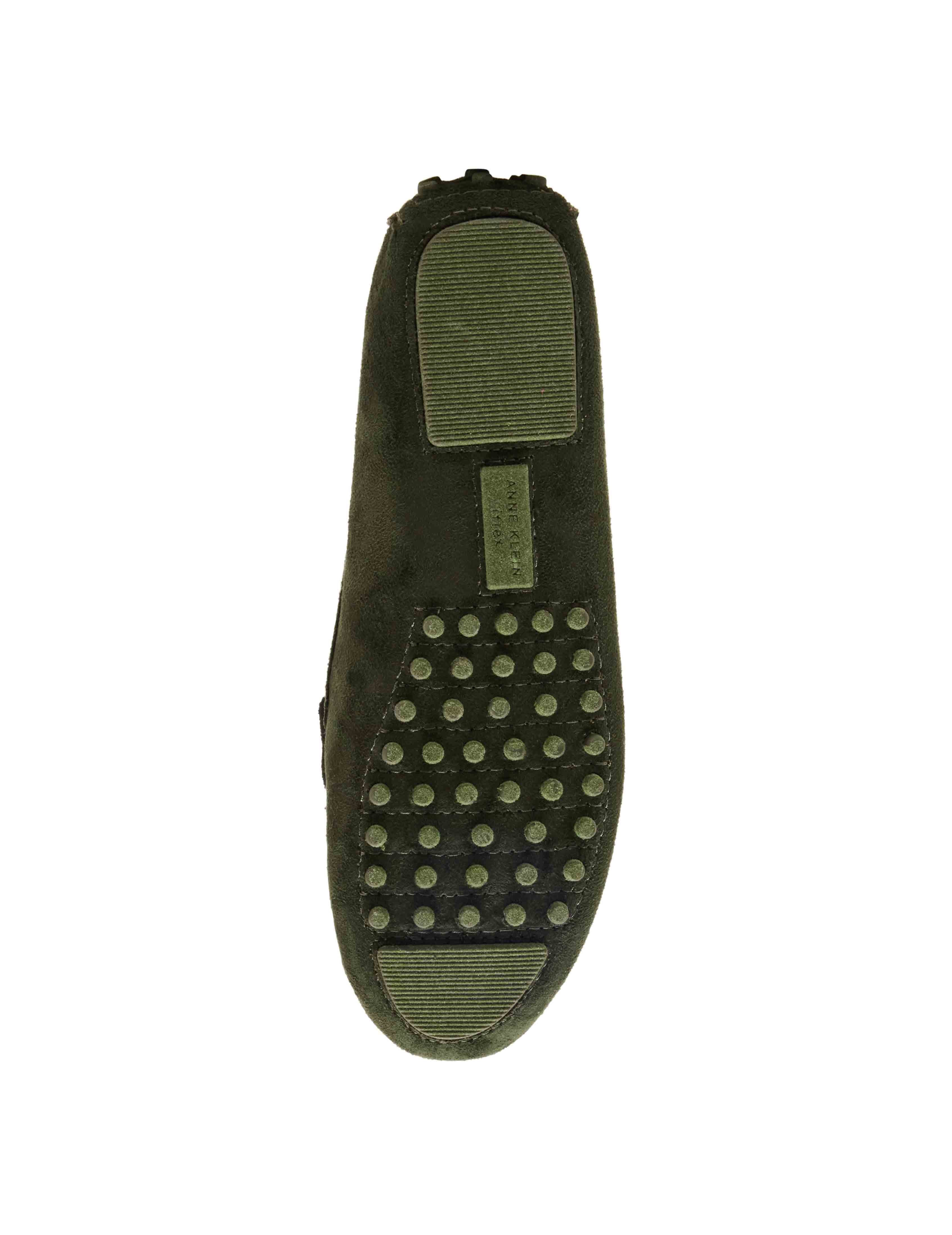 Chrystie Moccasin Loafer in Olive Suede - Anne Klein Olive Suede