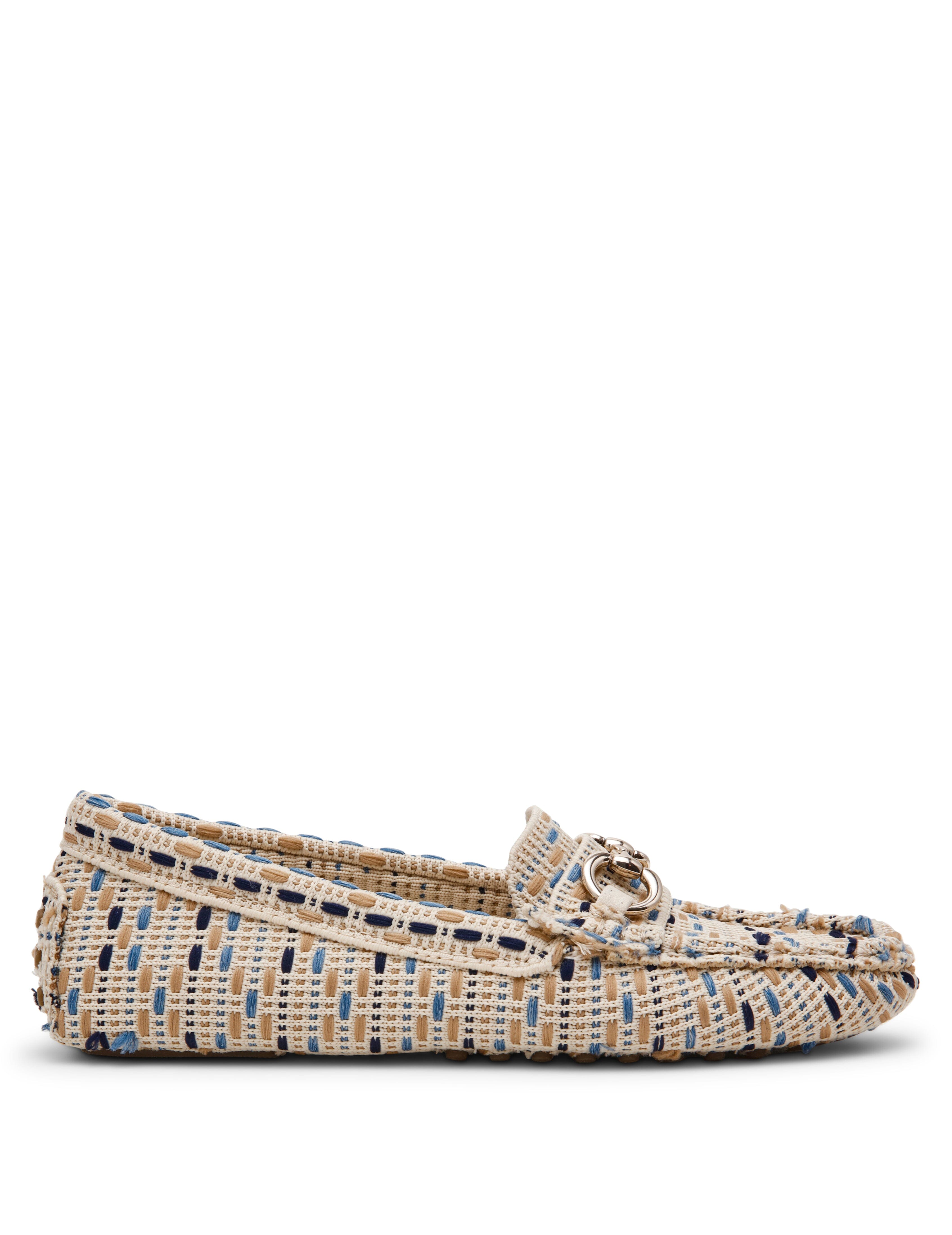 Chrystie Woven Moccasin Loafer - Anne Klein Nat/Blk Knit