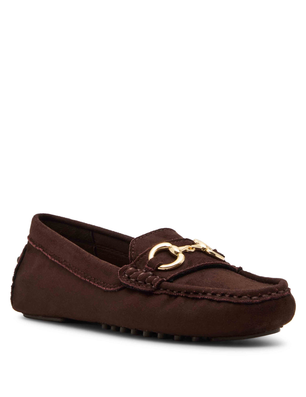 Chrystie Moccasin Loafer in Suede - Anne Klein Dark Brown