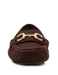 Chrystie Moccasin Loafer in Suede - Anne Klein Dark Brown