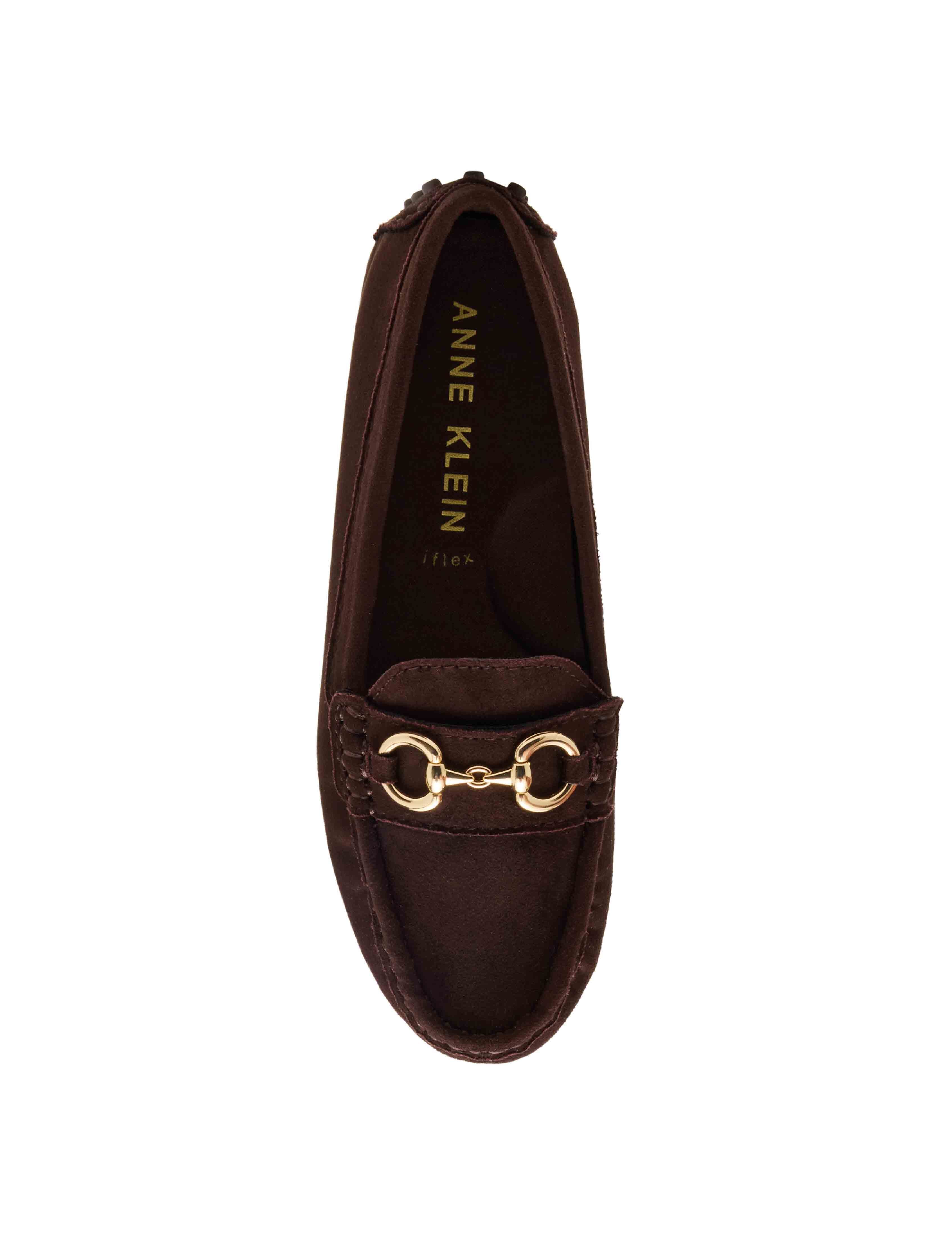 Chrystie Moccasin Loafer in Suede - Anne Klein Dark Brown