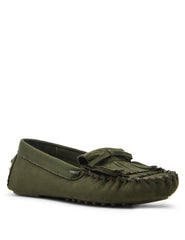 Cali Fringe Moccasin Loafer - Anne Klein Olive Suede