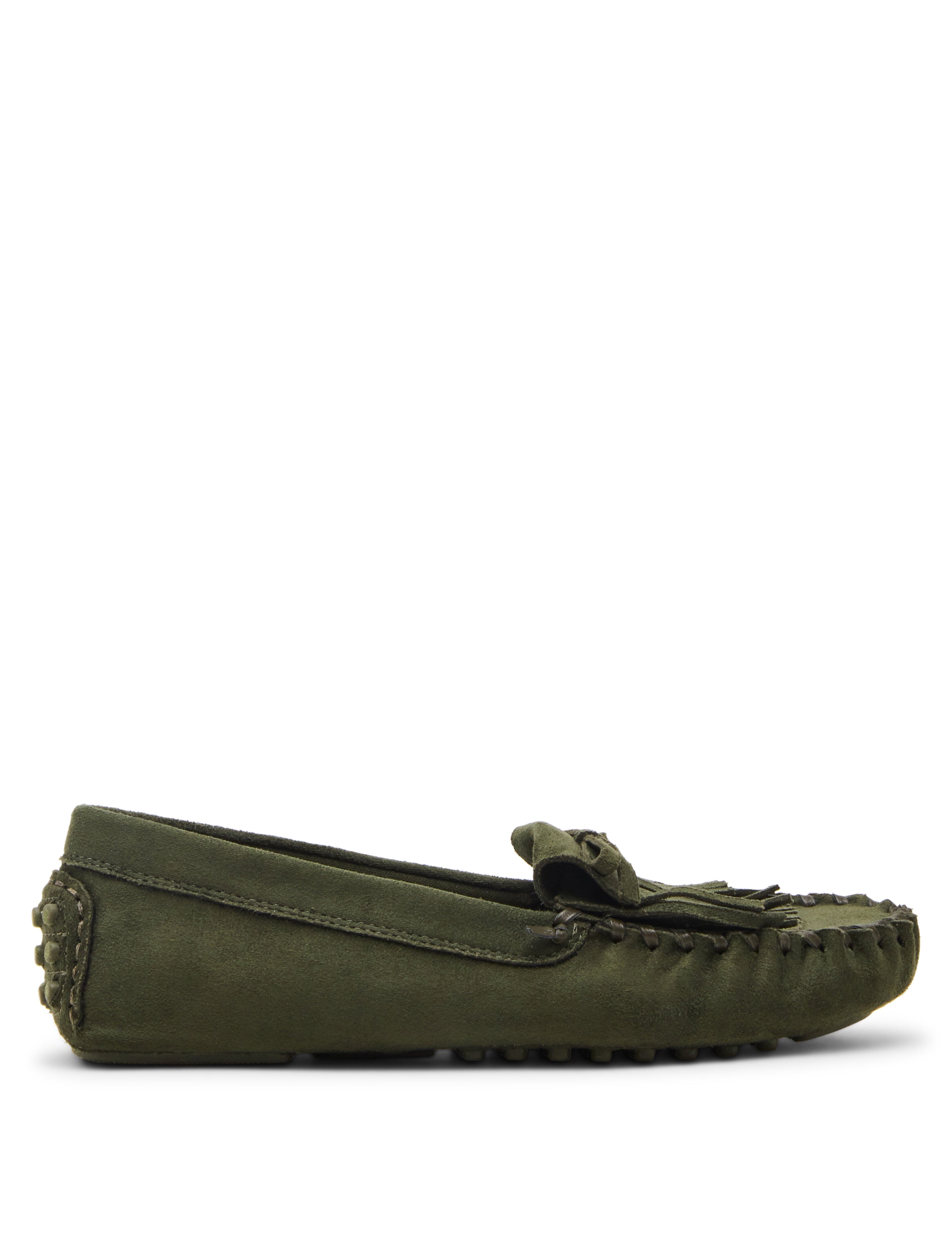 Cali Fringe Moccasin Loafer - Anne Klein Olive Suede