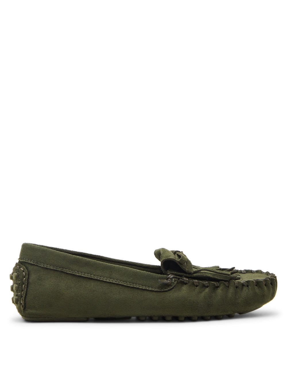 Cali Fringe Moccasin Loafer - Anne Klein Olive Suede