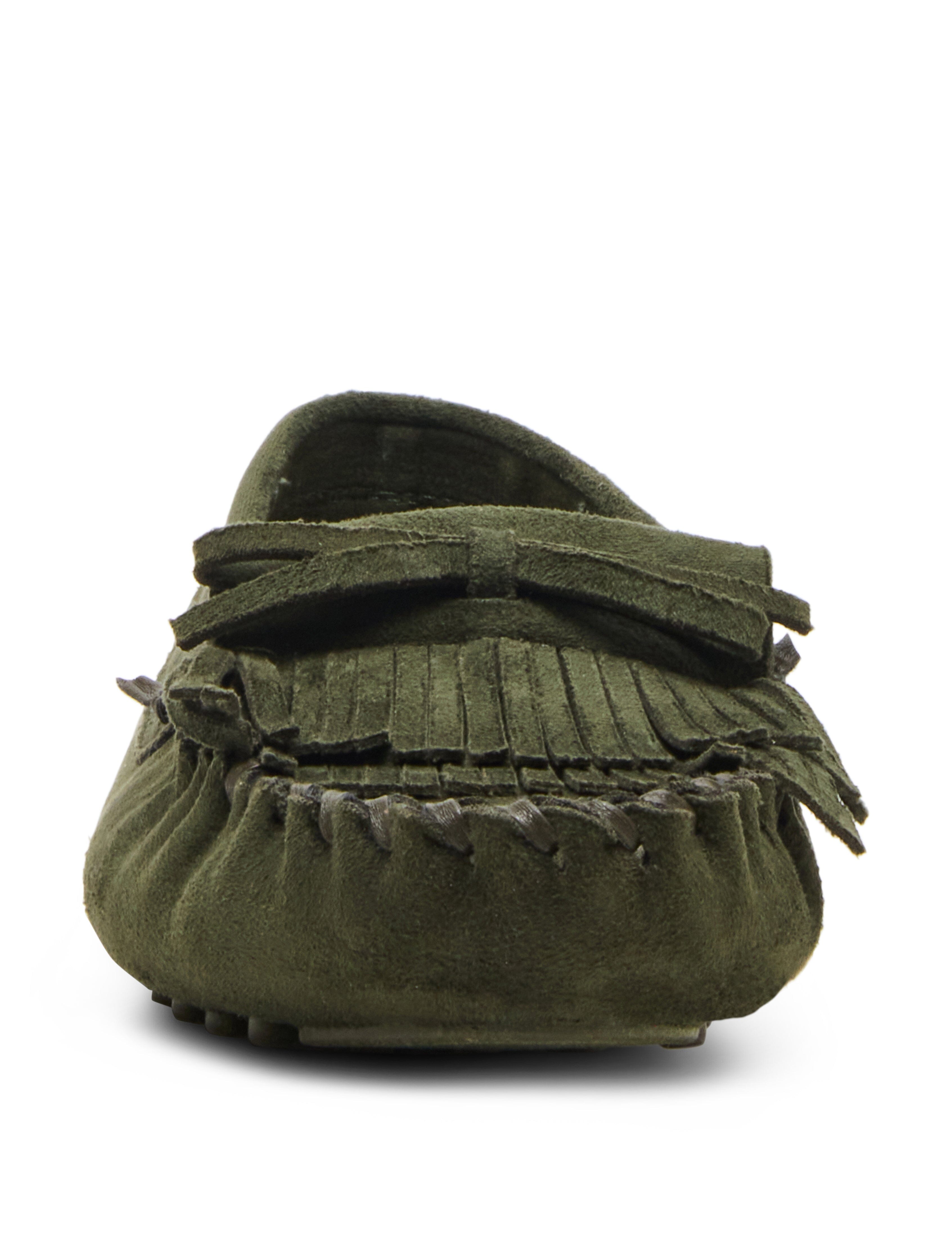 Cali Fringe Moccasin Loafer - Anne Klein Olive Suede