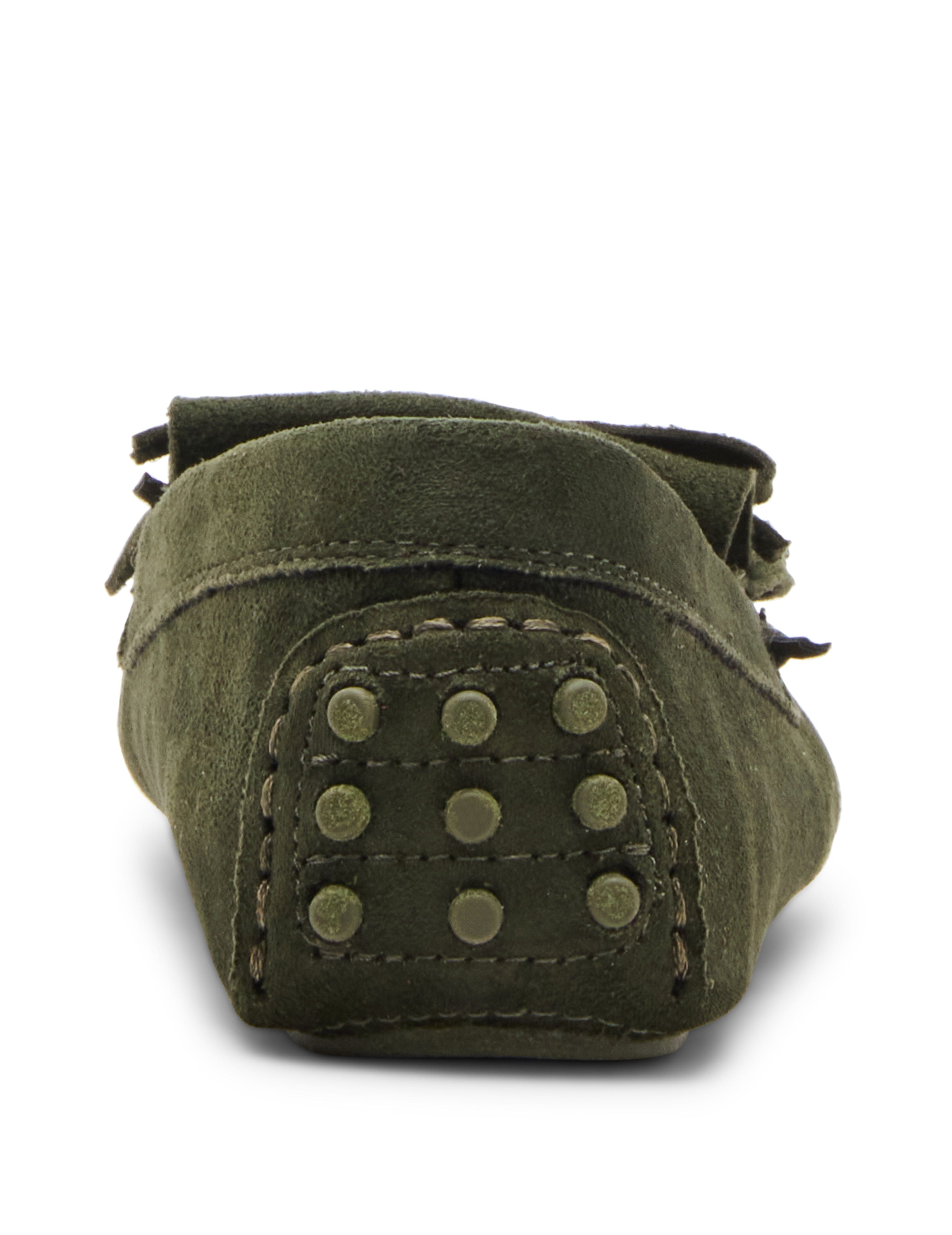 Cali Fringe Moccasin Loafer - Anne Klein Olive Suede