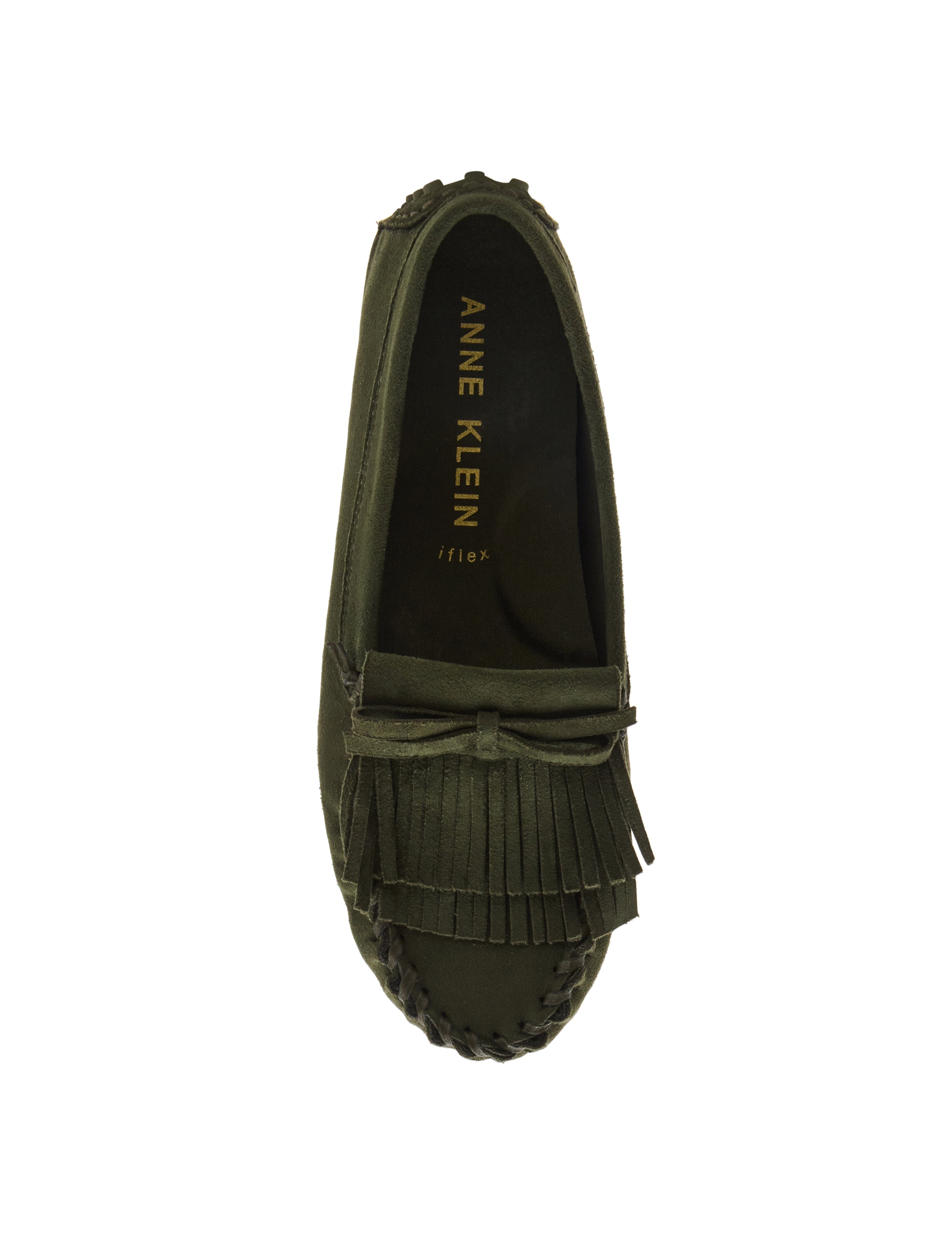Cali Fringe Moccasin Loafer - Anne Klein Olive Suede