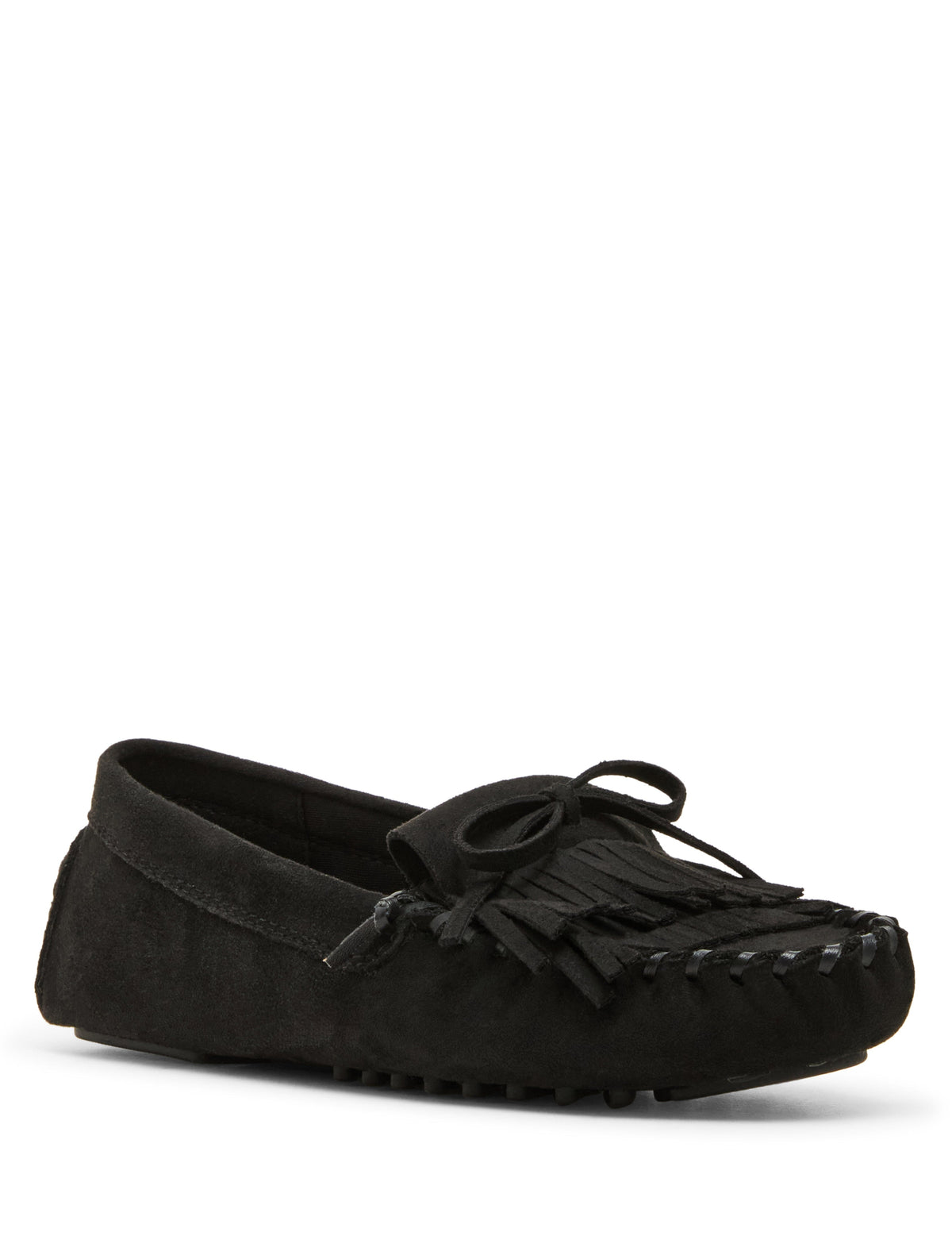Cali Fringe Moccasin Loafer in Black - Anne Klein Black Suede