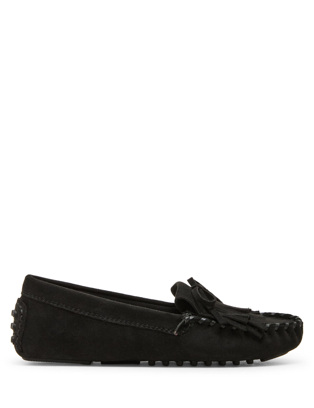 Cali Fringe Moccasin Loafer in Black - Anne Klein Black Suede
