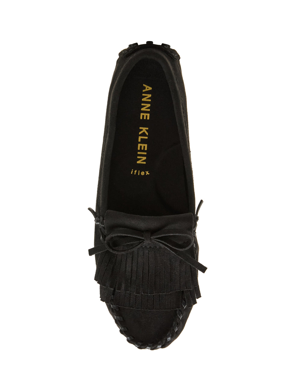 Cali Fringe Moccasin Loafer in Black - Anne Klein Black Suede