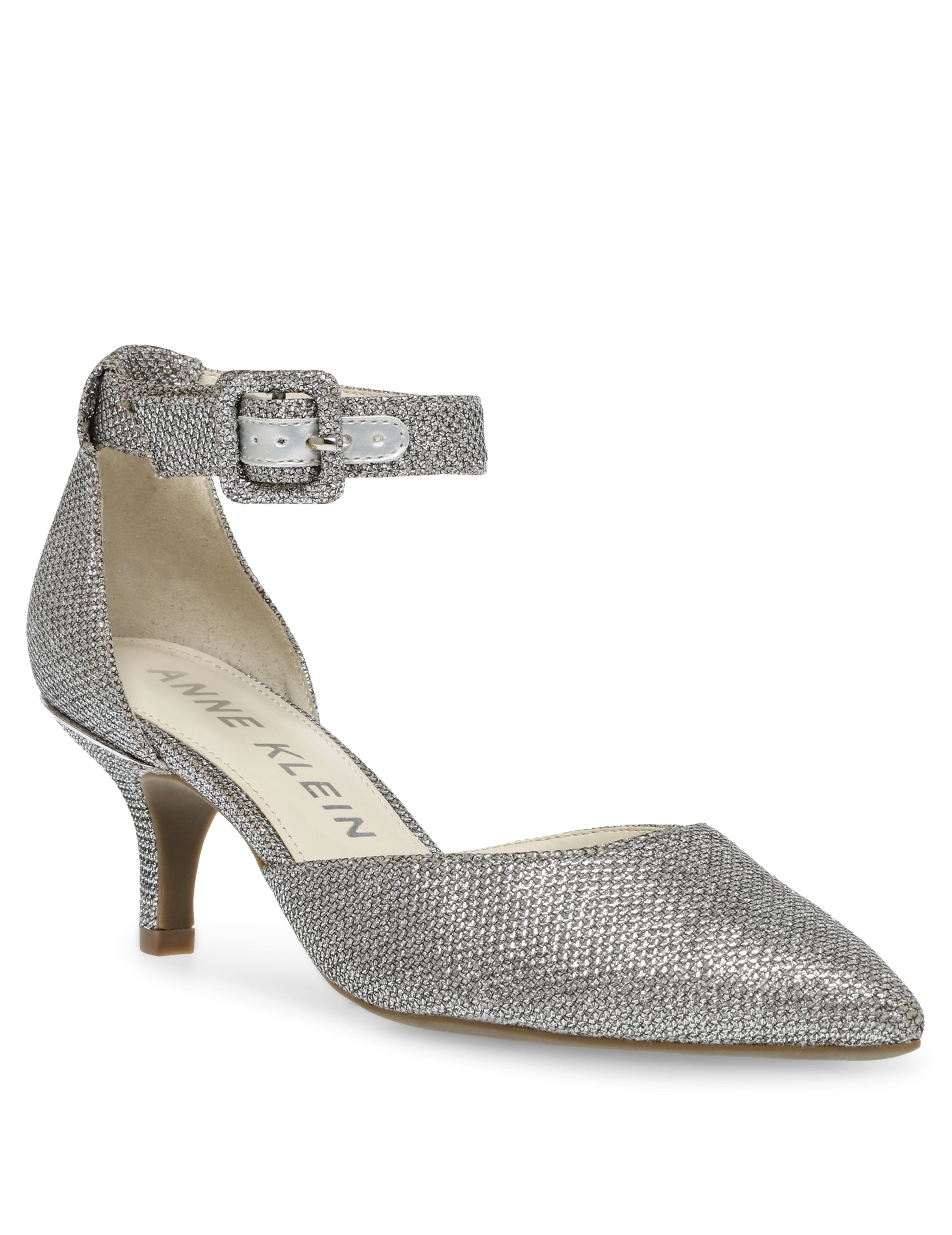 Fabulist Kitten Heel Pump in Silver Glitter - Anne Klein Silver
