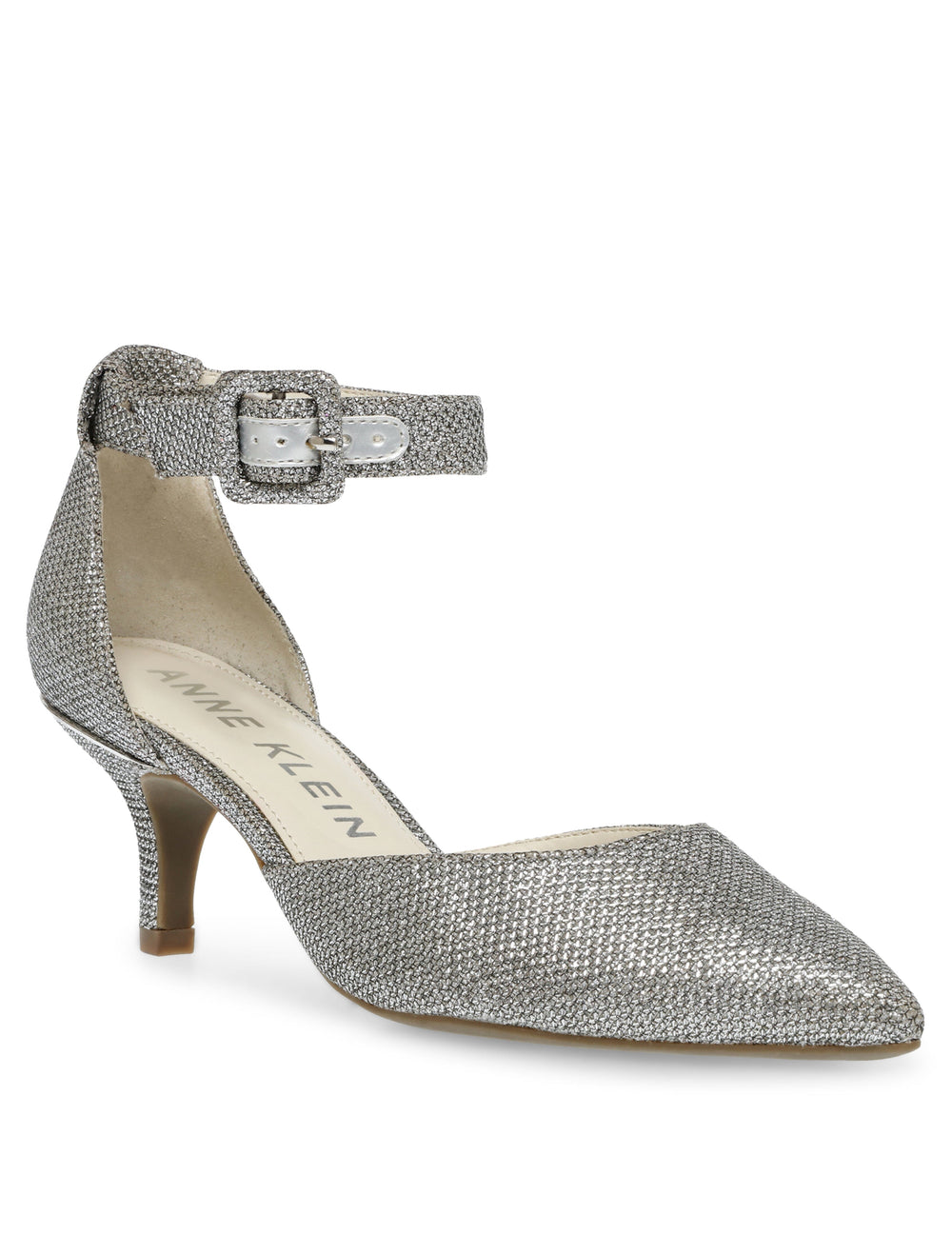 Fabulist Kitten Heel Pump in Silver Glitter - Anne Klein Silver
