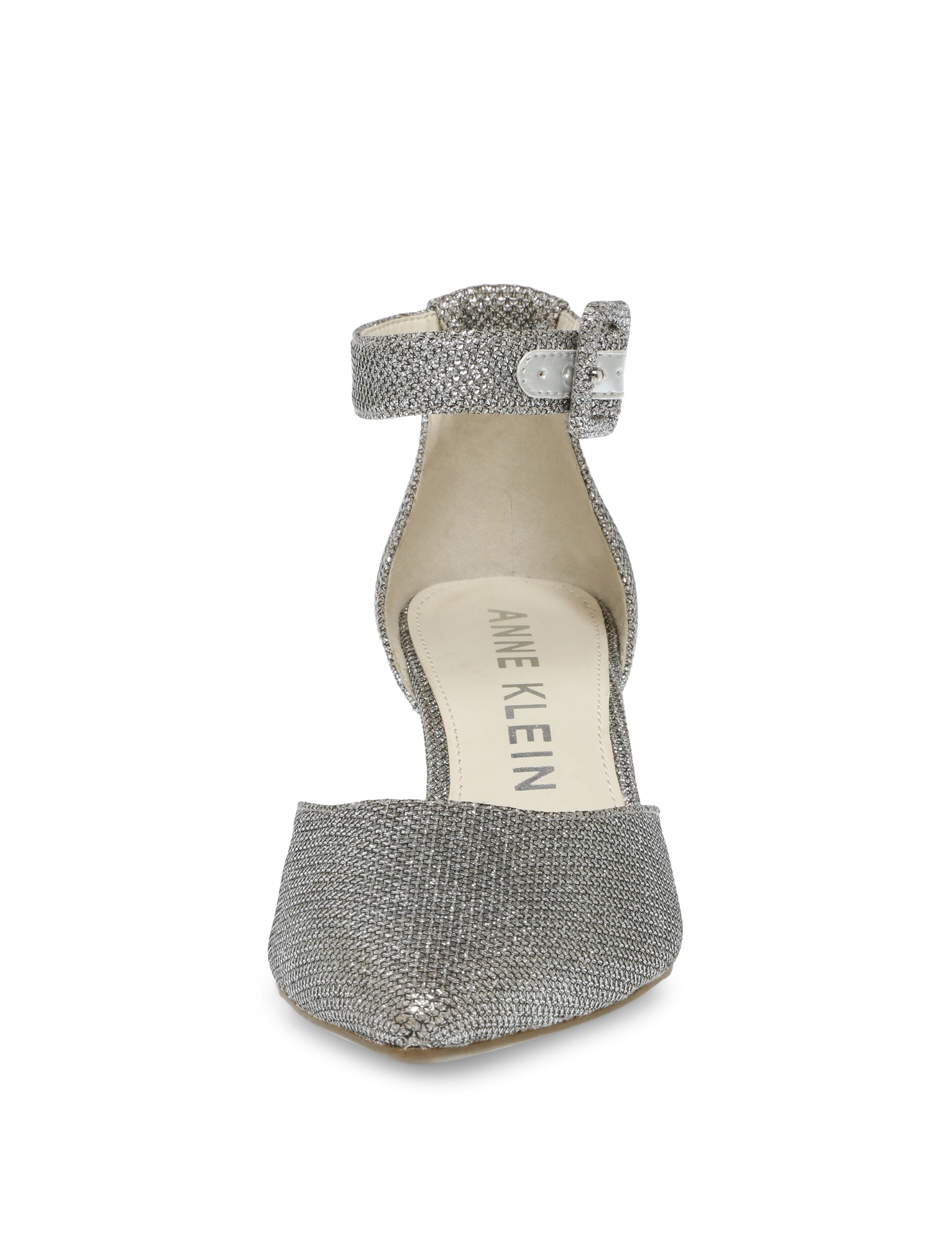 Fabulist Kitten Heel Pump in Silver Glitter - Anne Klein Silver