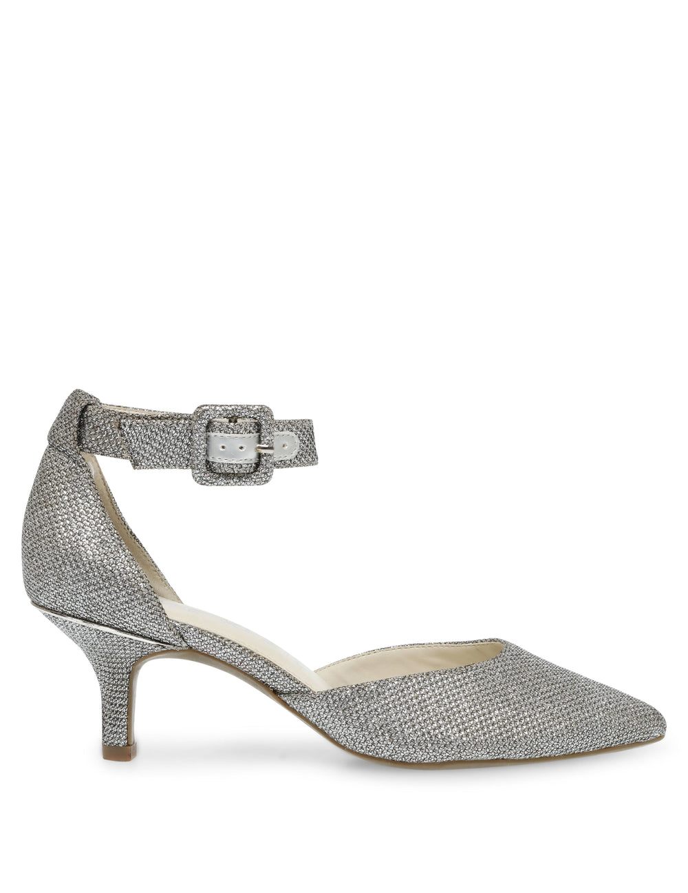 Fabulist Kitten Heel Pump in Silver Glitter - Anne Klein Silver