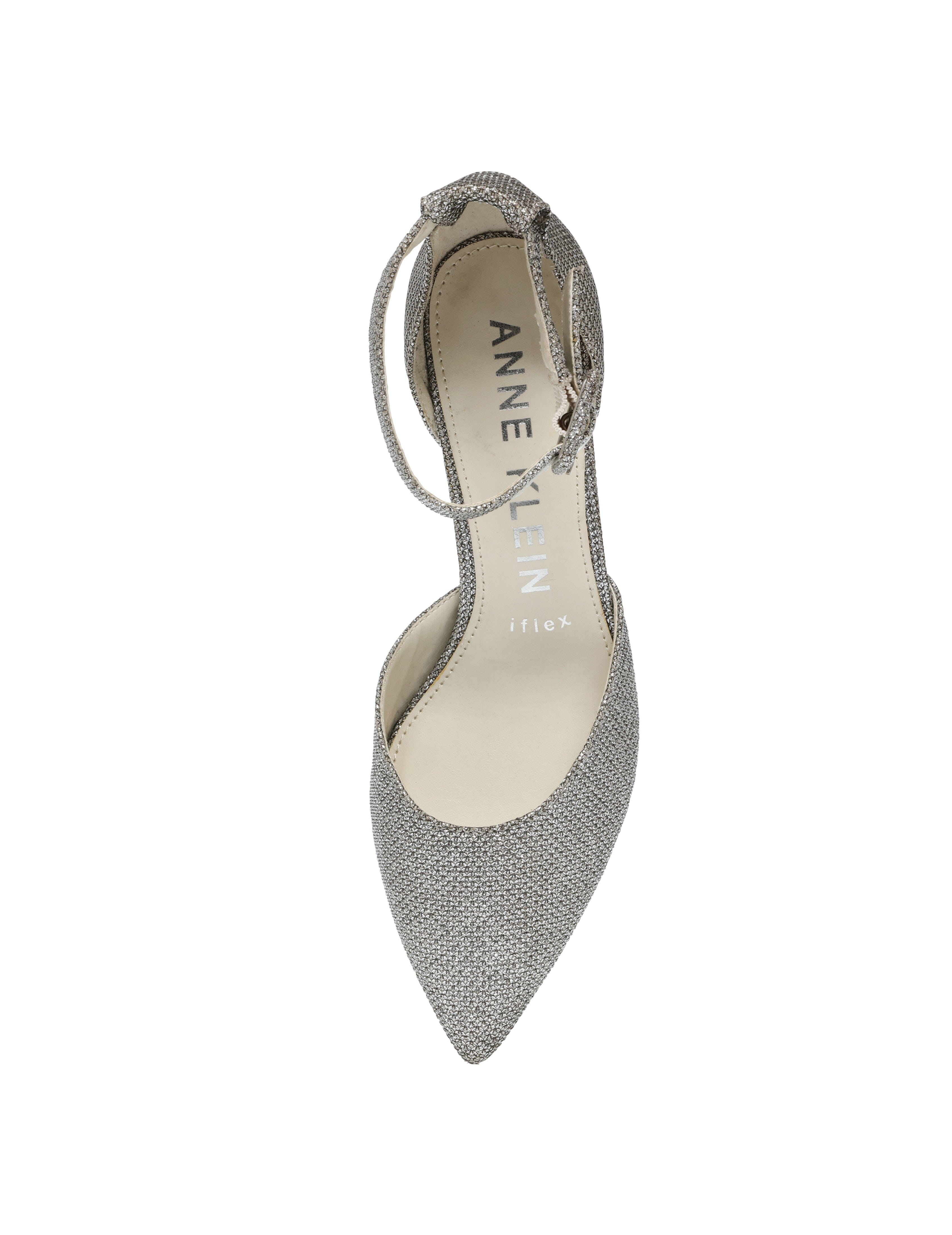 Fabulist Kitten Heel Pump in Silver Glitter - Anne Klein Silver
