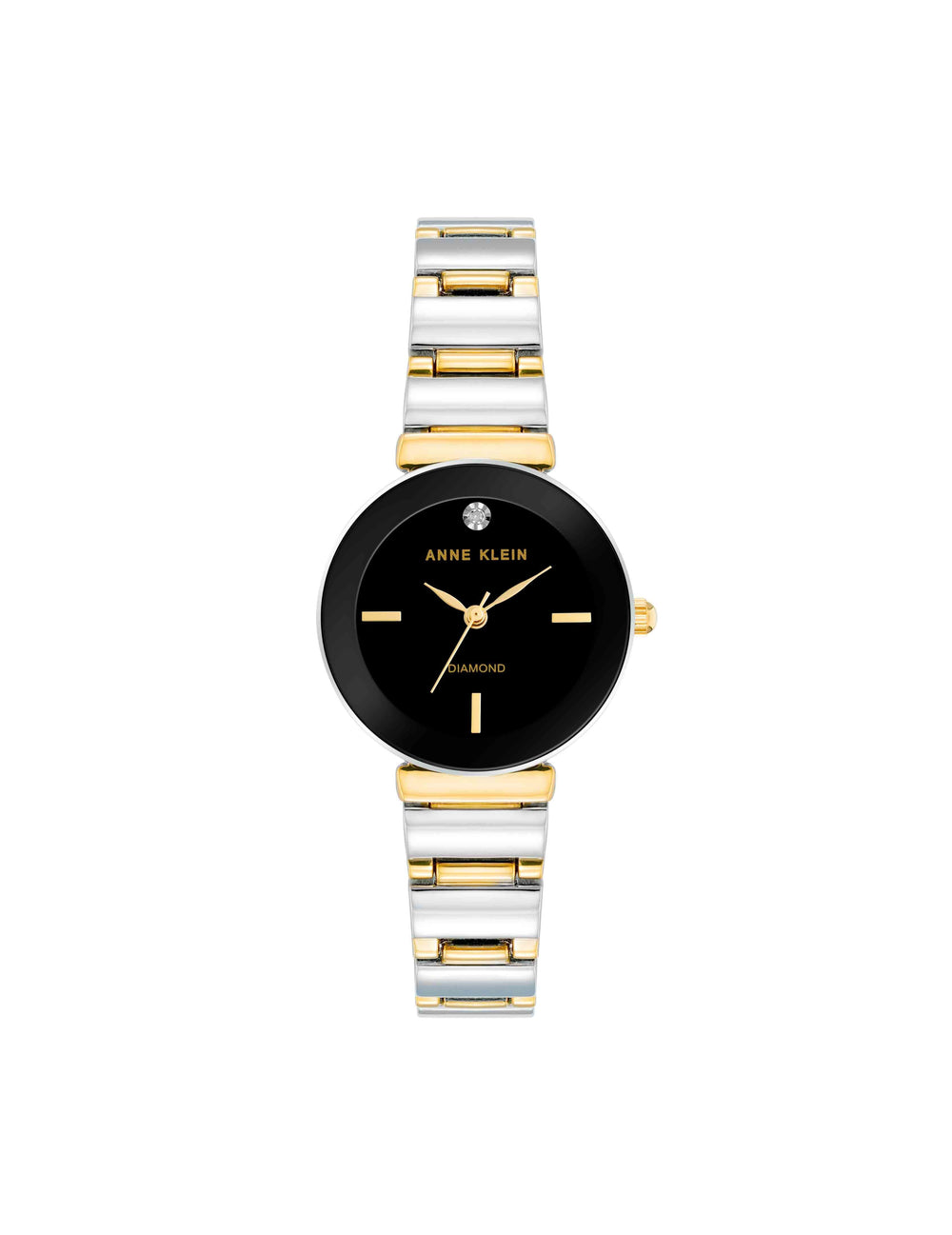 Diamond Accented Bracelet Watch - Anne Klein Black/Two-Tone
