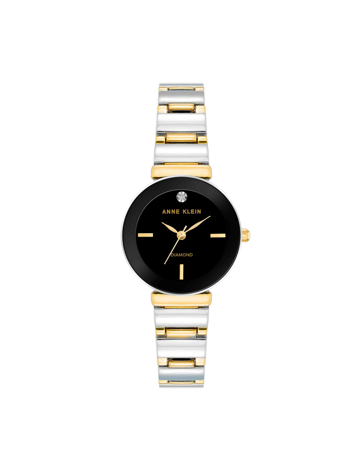 Diamond Accented Bracelet Watch - Anne Klein Black/Two-Tone