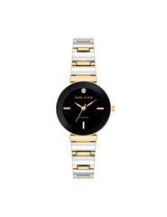 Diamond Accented Bracelet Watch - Anne Klein Black/Two-Tone