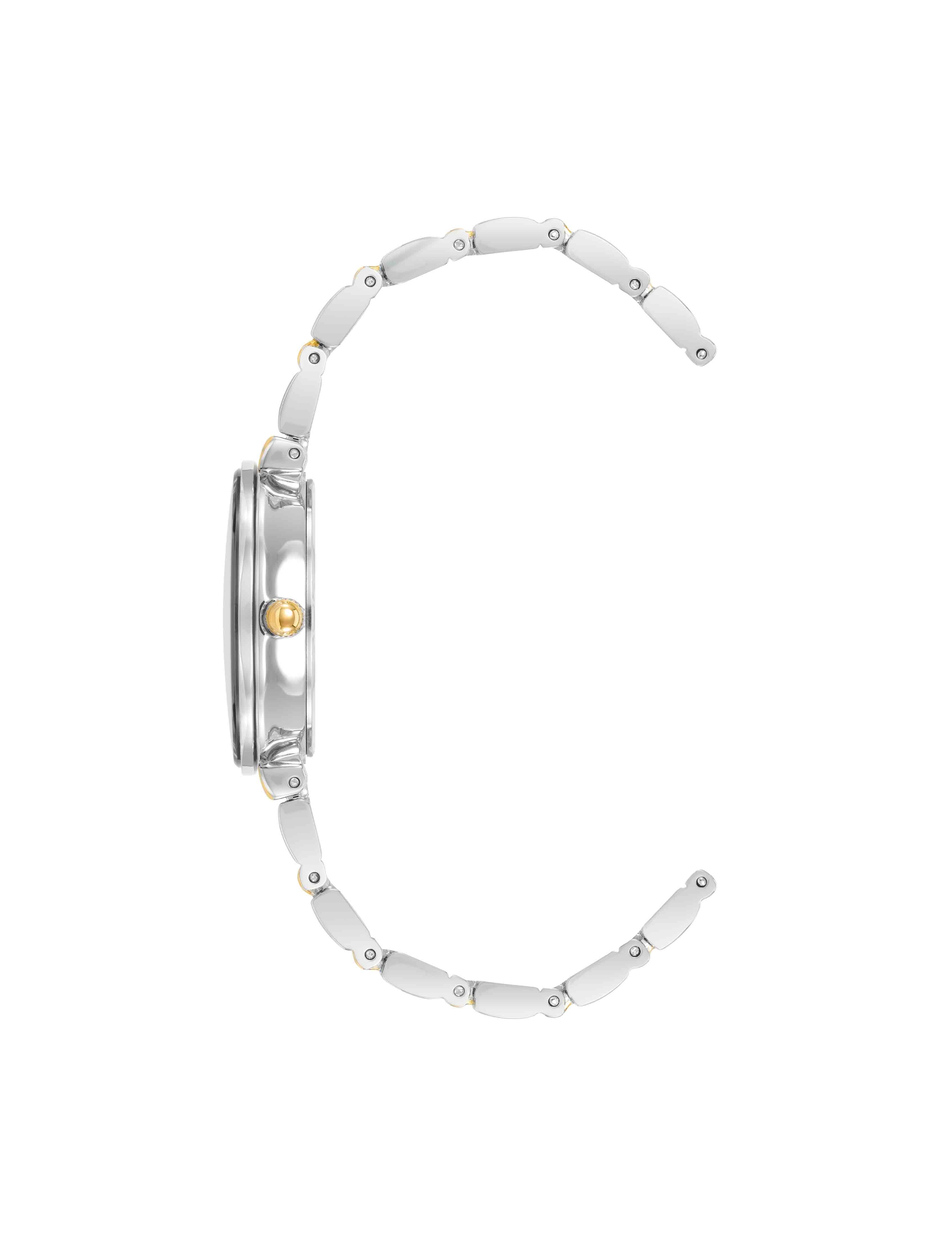 Diamond Accented Bracelet Watch - Anne Klein Black/Two-Tone