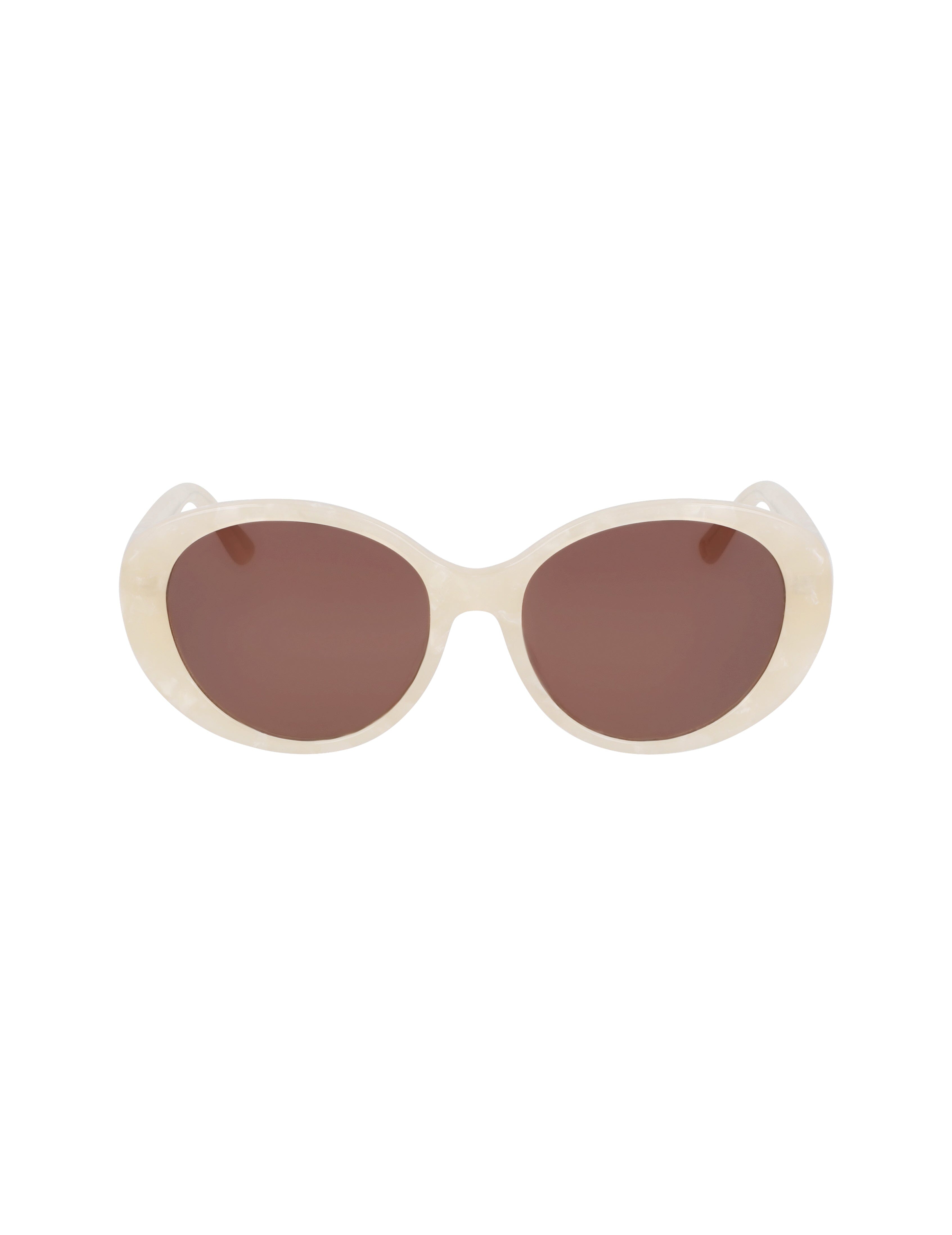 Anne Klein Ivory Pearl Glamorous Oval Sunglasses - Anne Klein Ivory Pearl