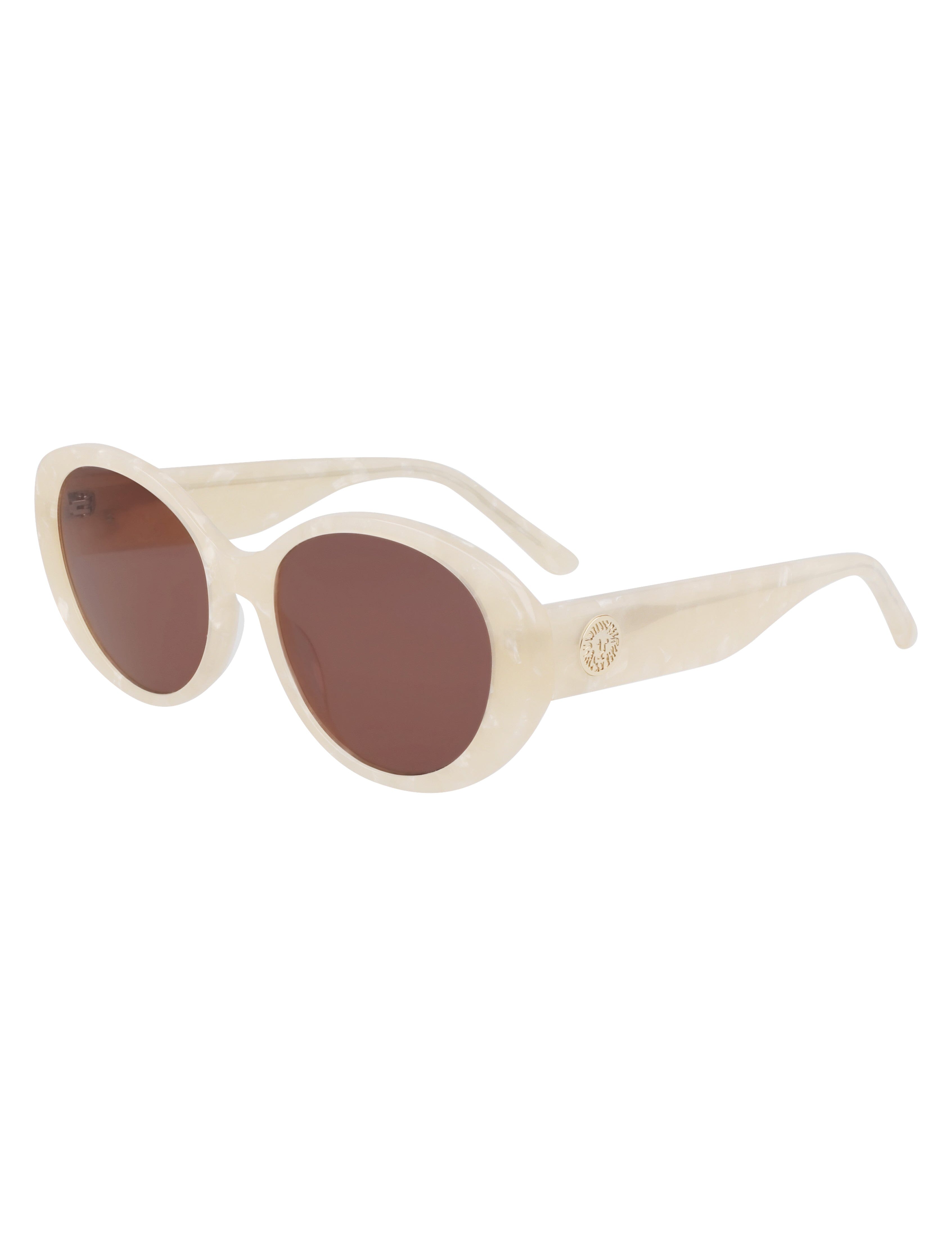 Anne Klein Ivory Pearl Glamorous Oval Sunglasses - Anne Klein Ivory Pearl