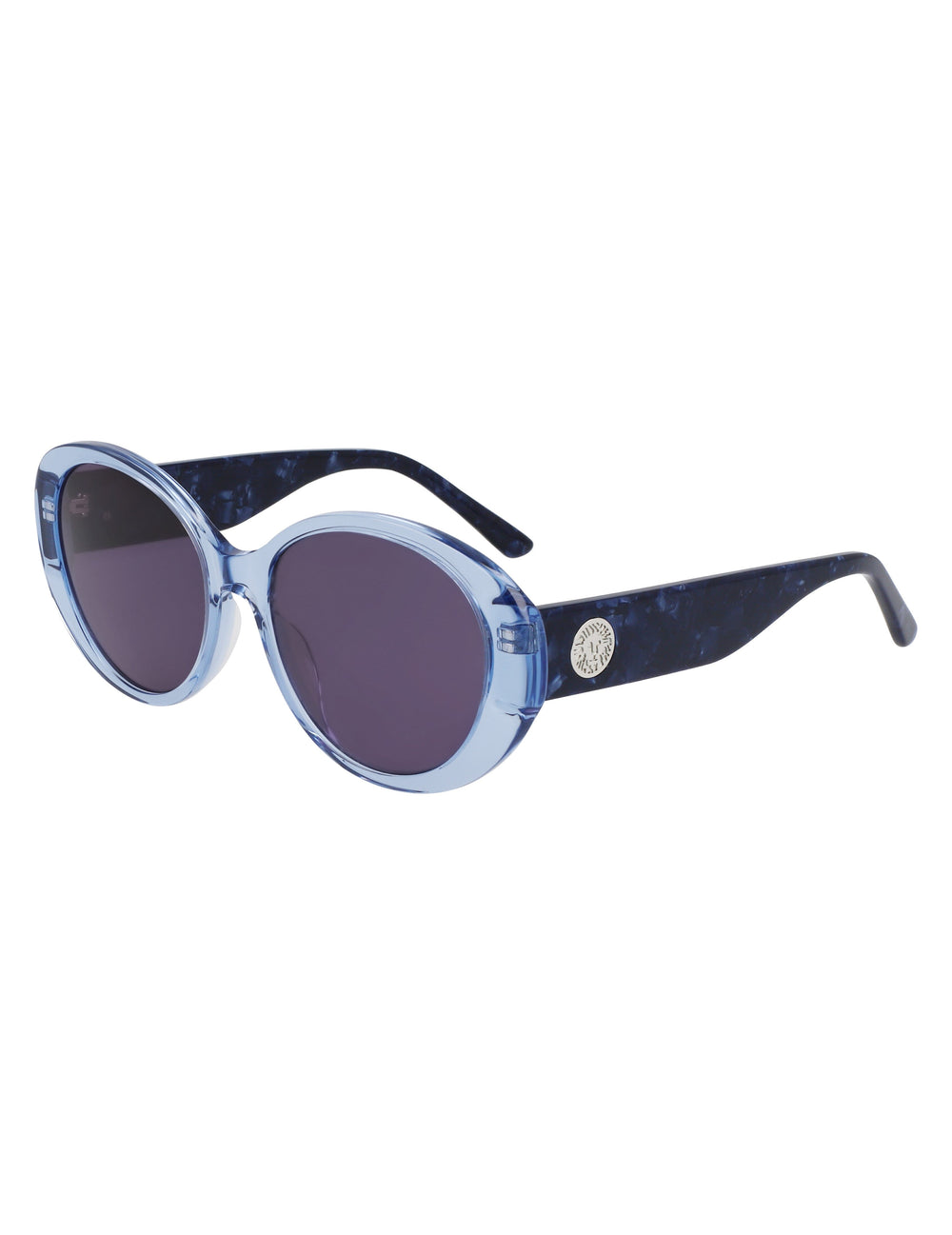 Anne Klein Blue Crystal Glamorous Oval Sunglasses - Anne Klein Blue Crystal