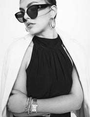 Anne Klein Black Chic Rounded Cat-Eye Sunglasses - Anne Klein Black