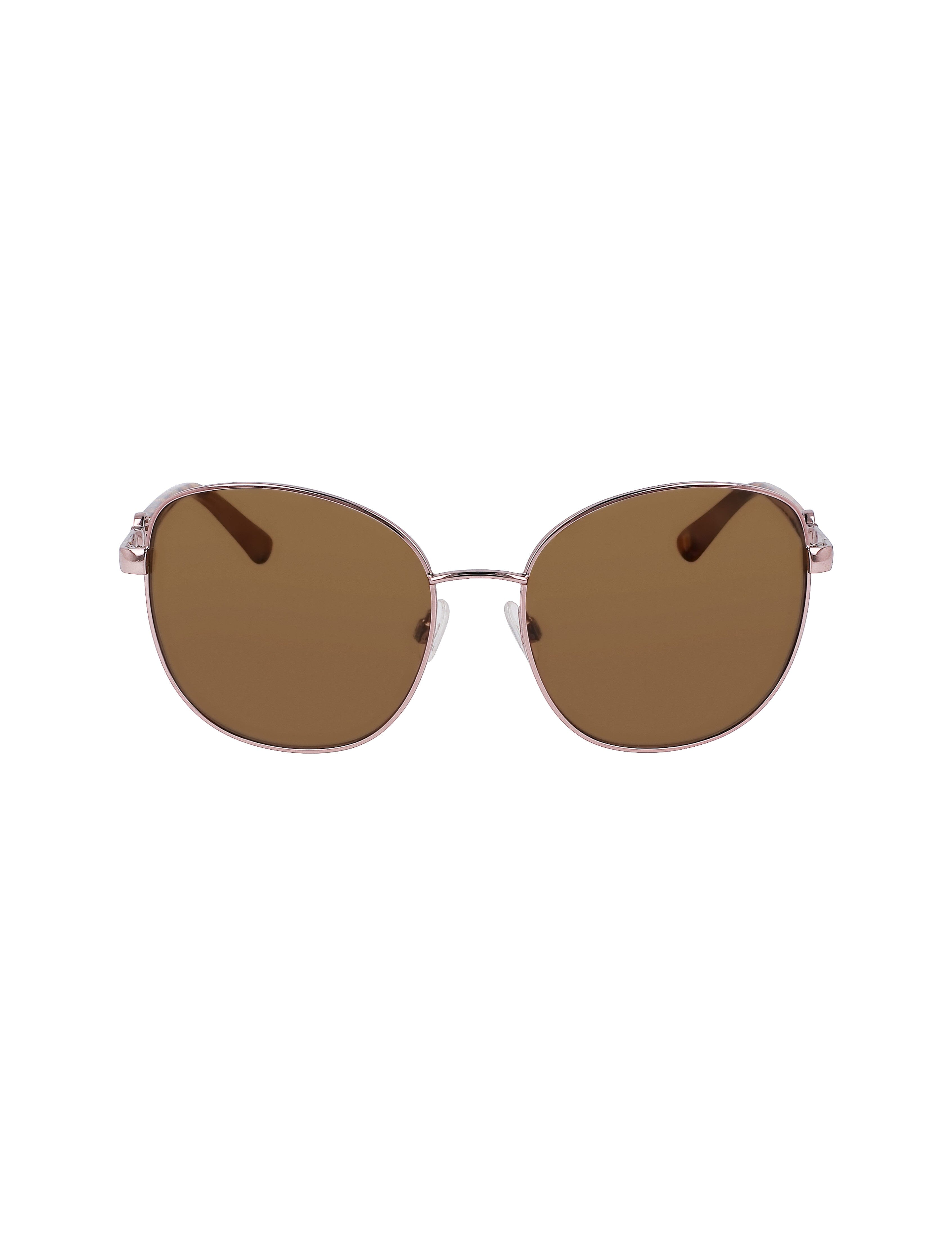 Anne Klein Rose Gold Metal Round Leo Sunglasses - Anne Klein Rose Gold