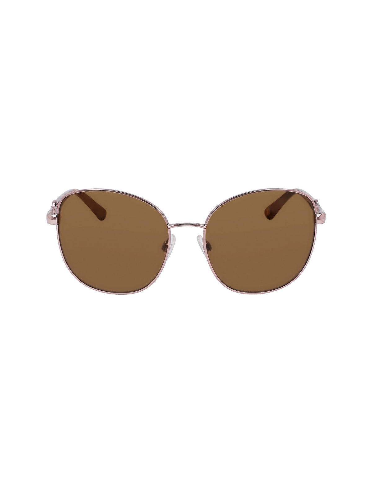 Anne Klein Rose Gold Metal Round Leo Sunglasses - Anne Klein Rose Gold