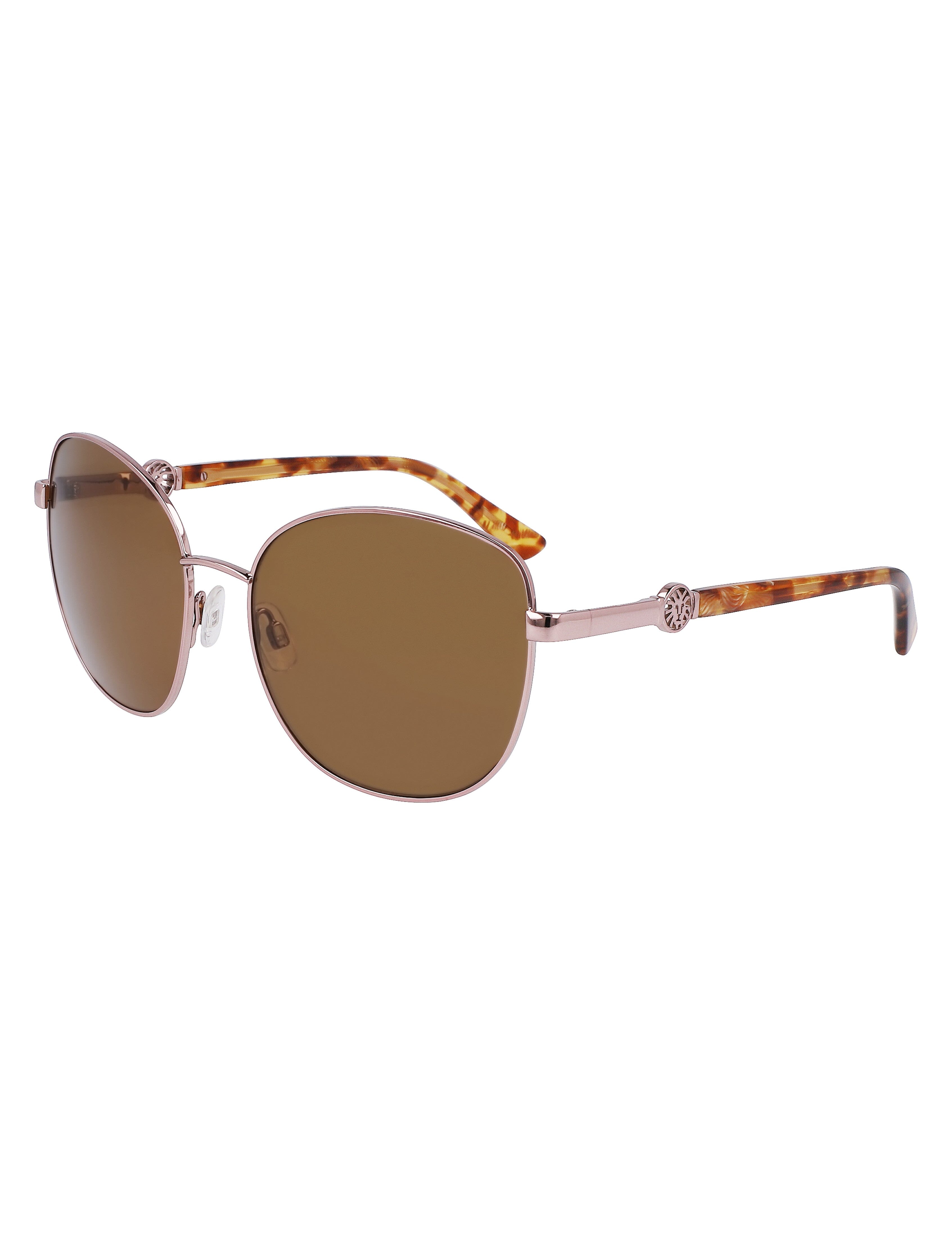 Anne Klein Rose Gold Metal Round Leo Sunglasses - Anne Klein Rose Gold