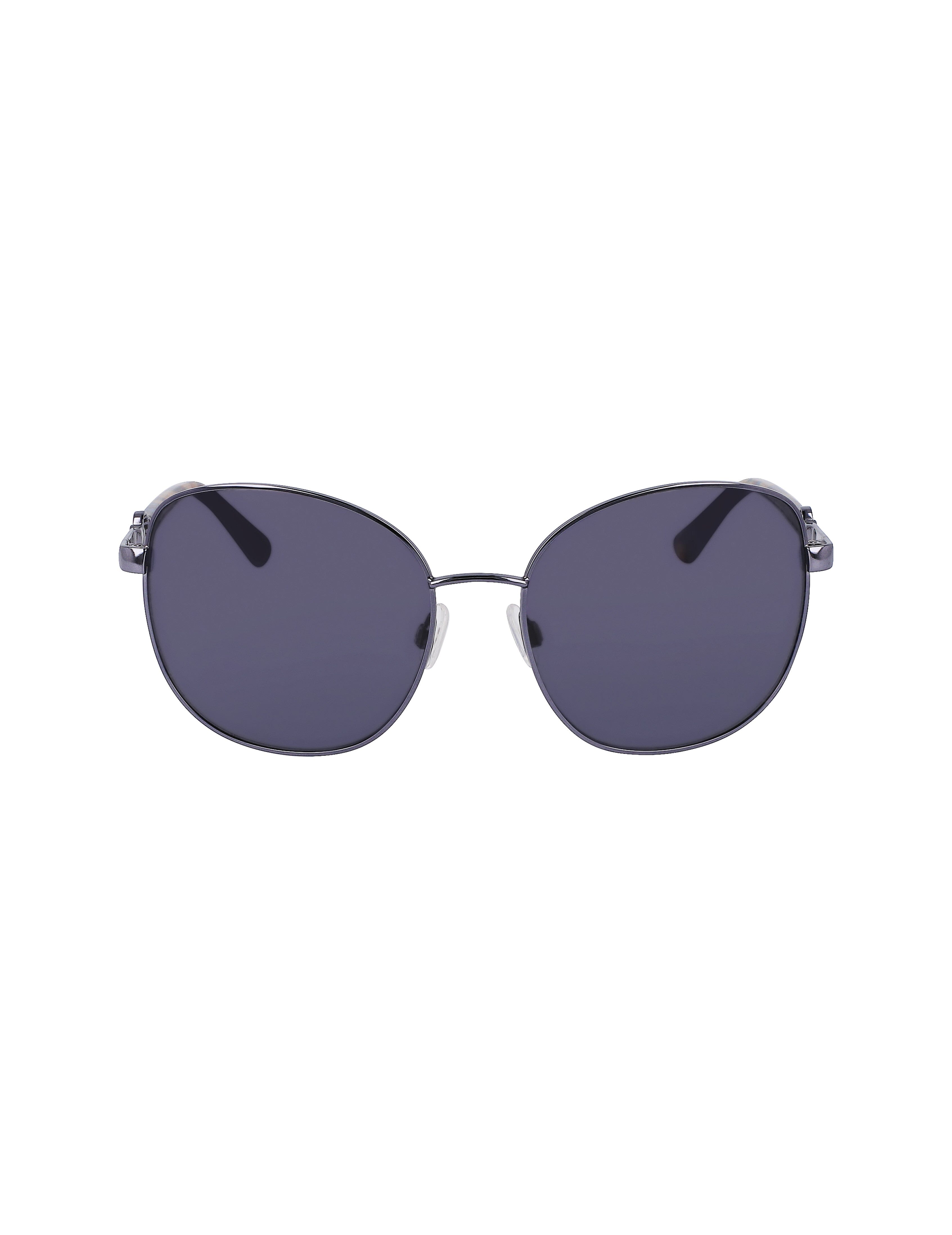 Anne Klein Slate Metal Round Leo Sunglasses - Anne Klein Slate