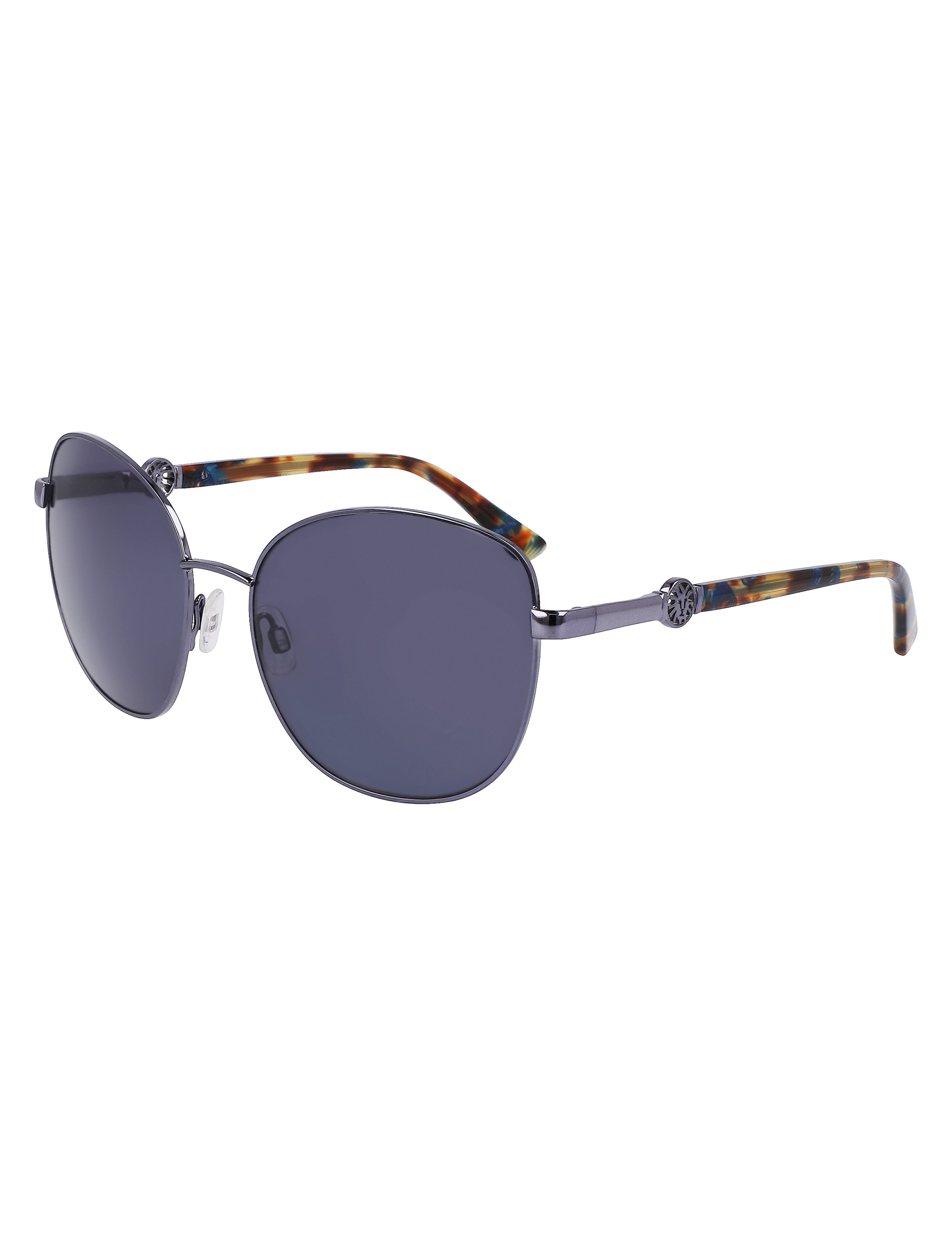 Anne Klein Slate Metal Round Leo Sunglasses - Anne Klein Slate