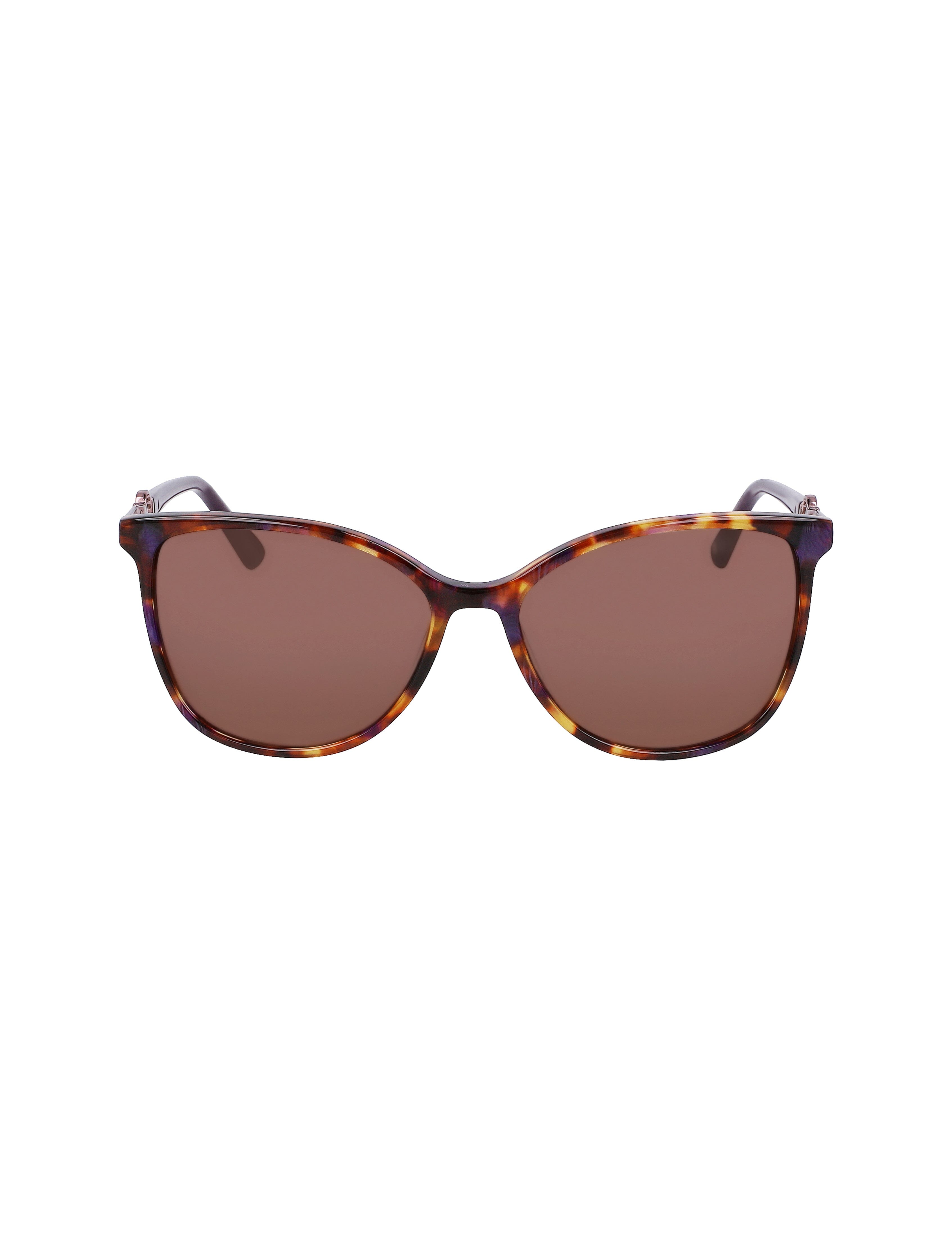 Anne Klein Plum Tortoise Square Leo Sunglasses - Anne Klein Plum Tortoise