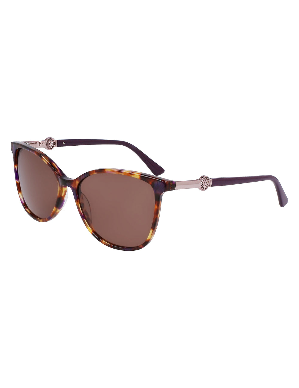 Anne Klein Plum Tortoise Square Leo Sunglasses - Anne Klein Plum Tortoise