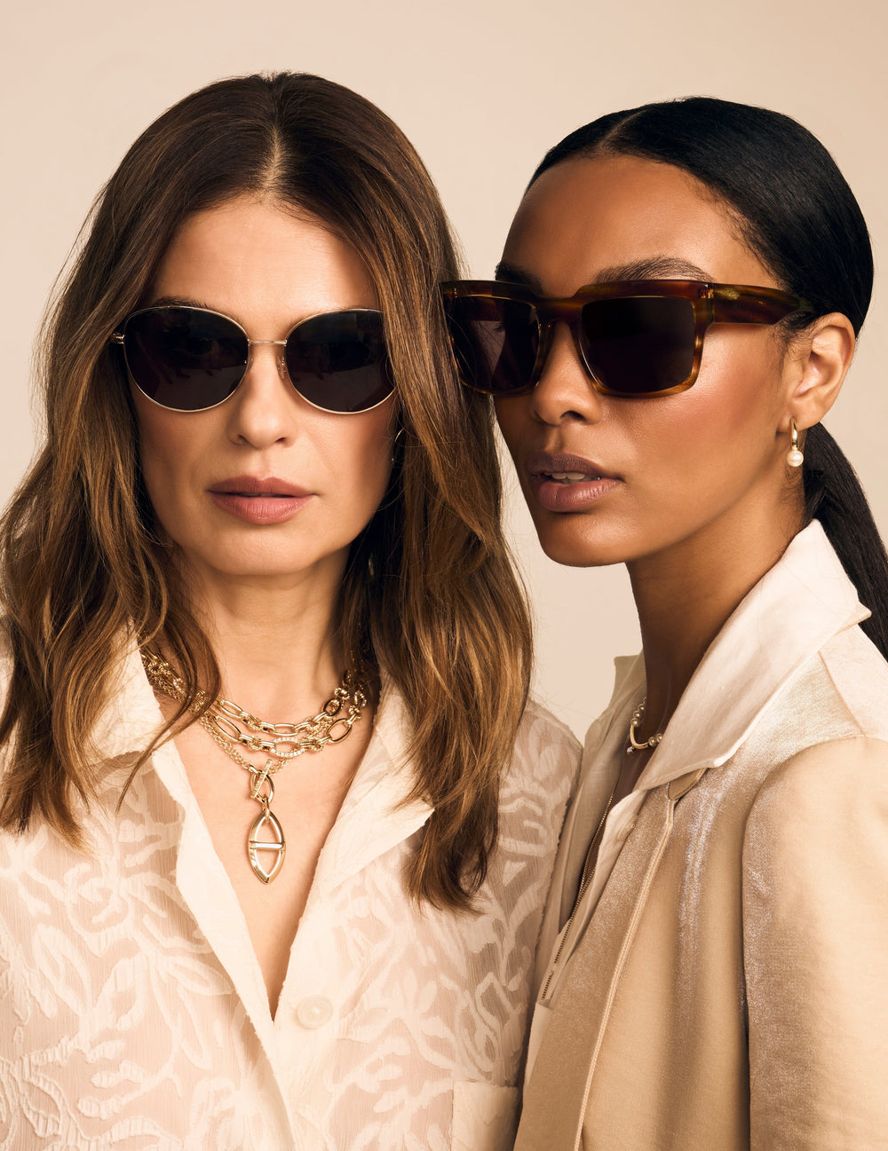 Blonde Horn Oversized Square Sunglasses - Anne Klein