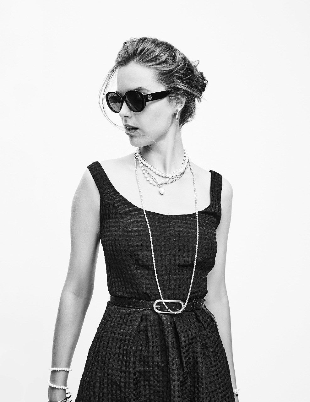 Anne Klein Black Vintage Round Sunglasses - Anne Klein Black
