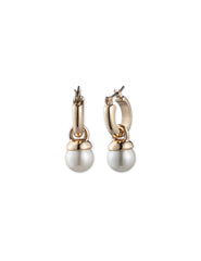Faux Pearl Drop Hoop Earrings - Anne Klein