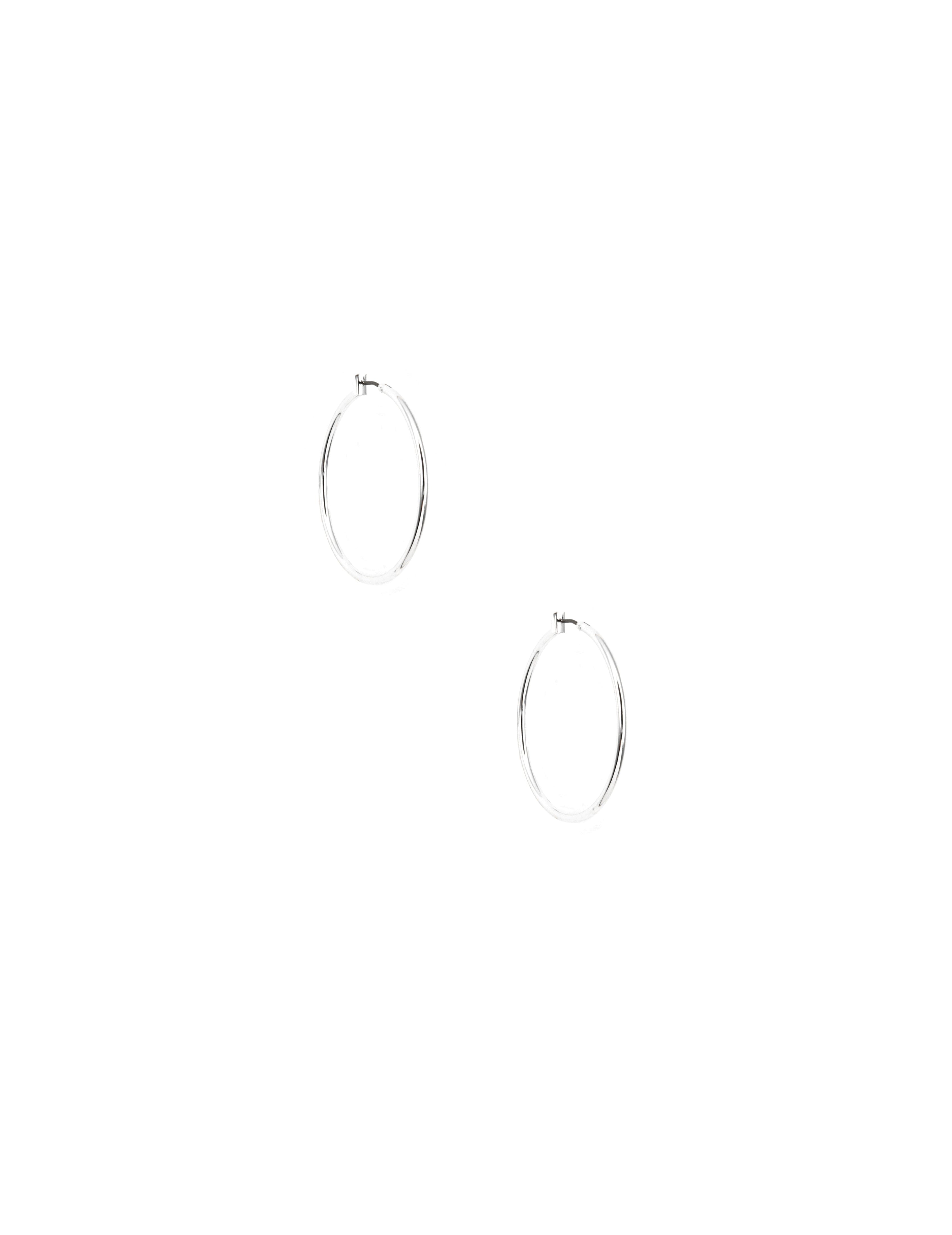 40MM Thin Silver Hoop Earrings - Anne Klein