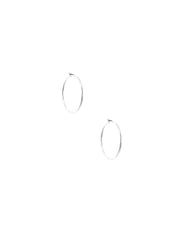 40MM Thin Silver Hoop Earrings - Anne Klein