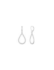 Silver Pavé Teardrop Leverback Earrings - Anne Klein