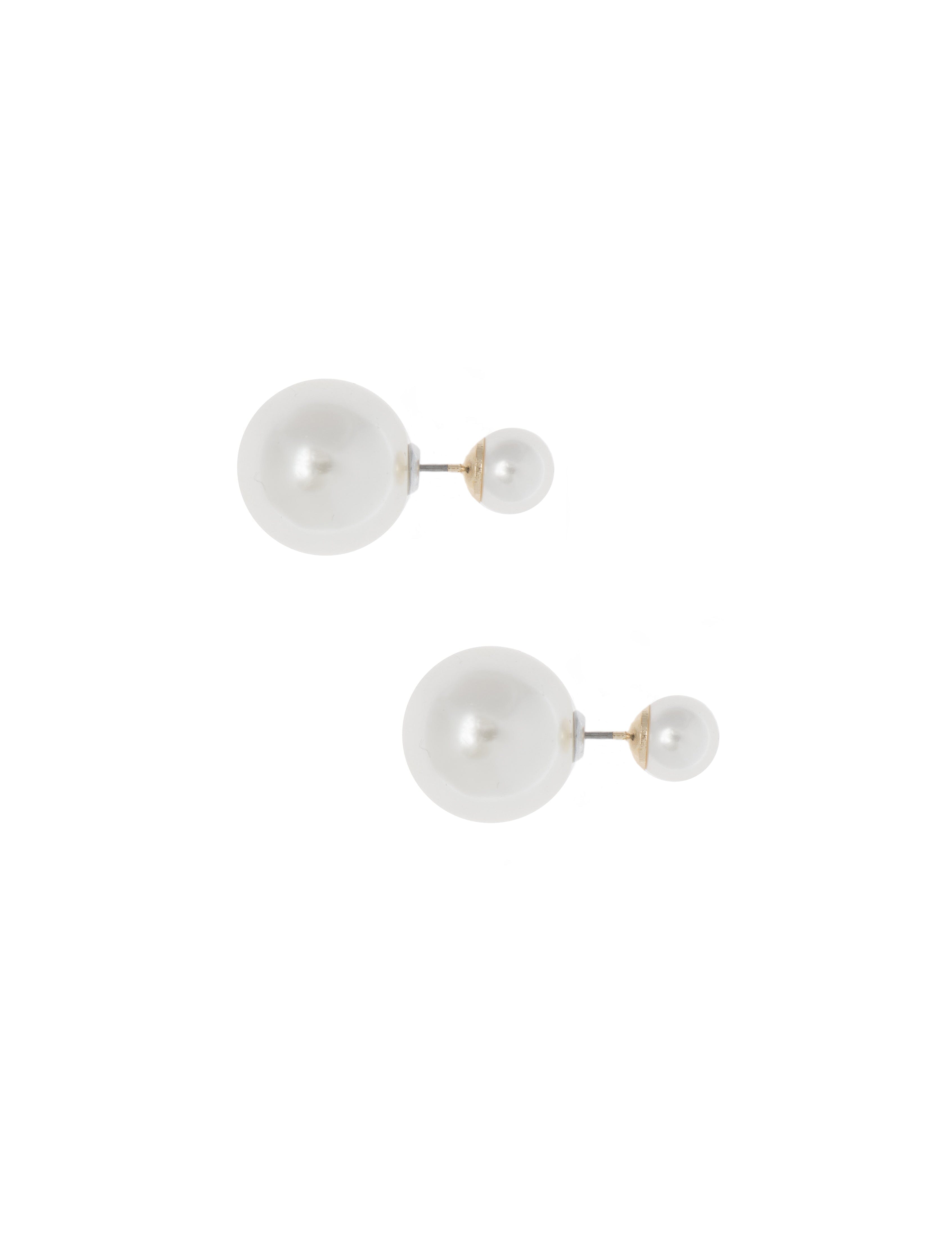 Double Pearl Stud Earrings - Anne Klein