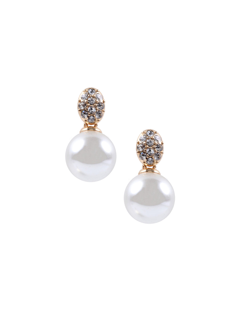 Pearl Drop Post Earrings with Crystal Studs - Anne Klein