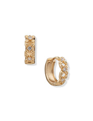 Crystal Flower Huggie Earrings in Gold - Anne Klein