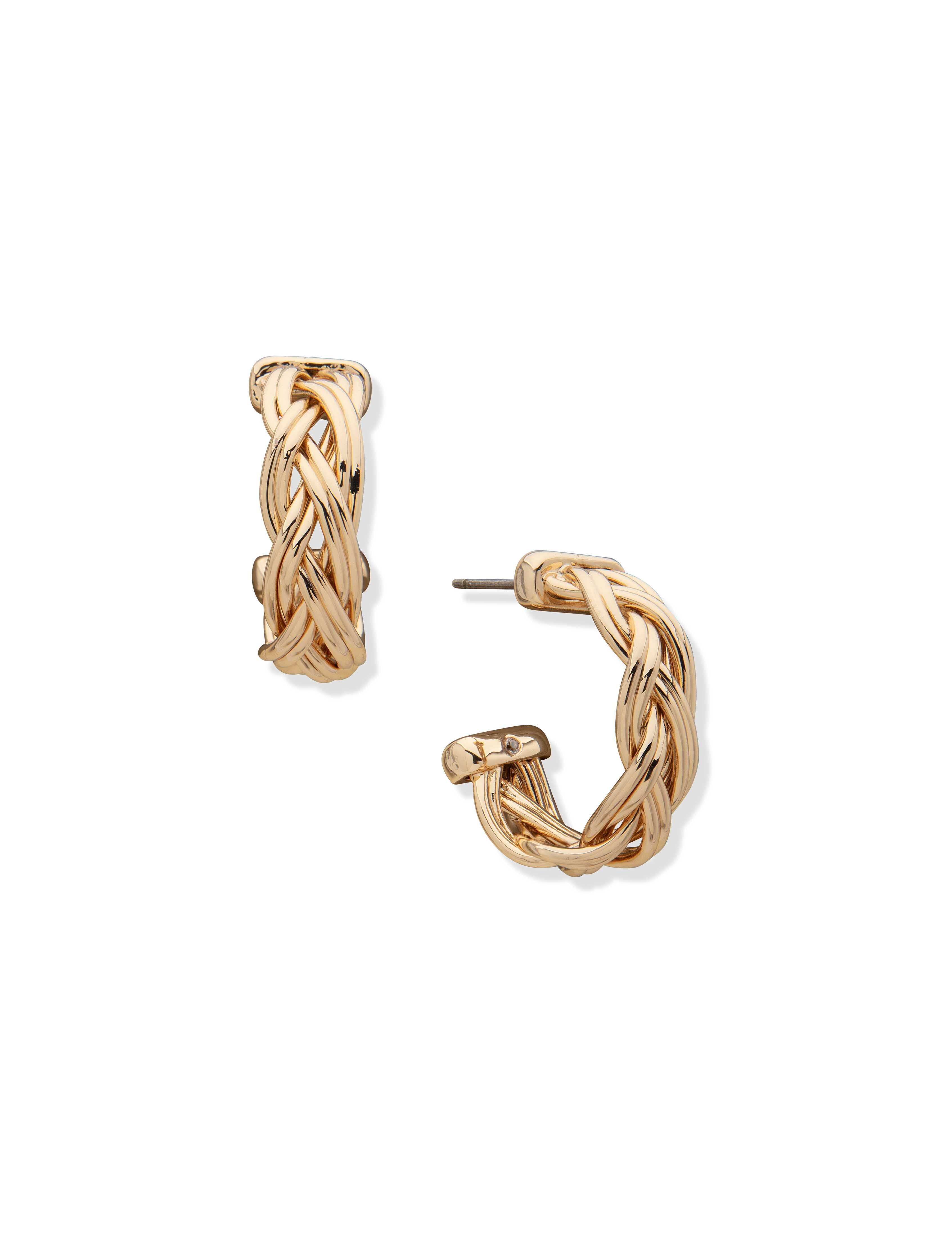 Braided Gold Hoop Earrings - Anne Klein