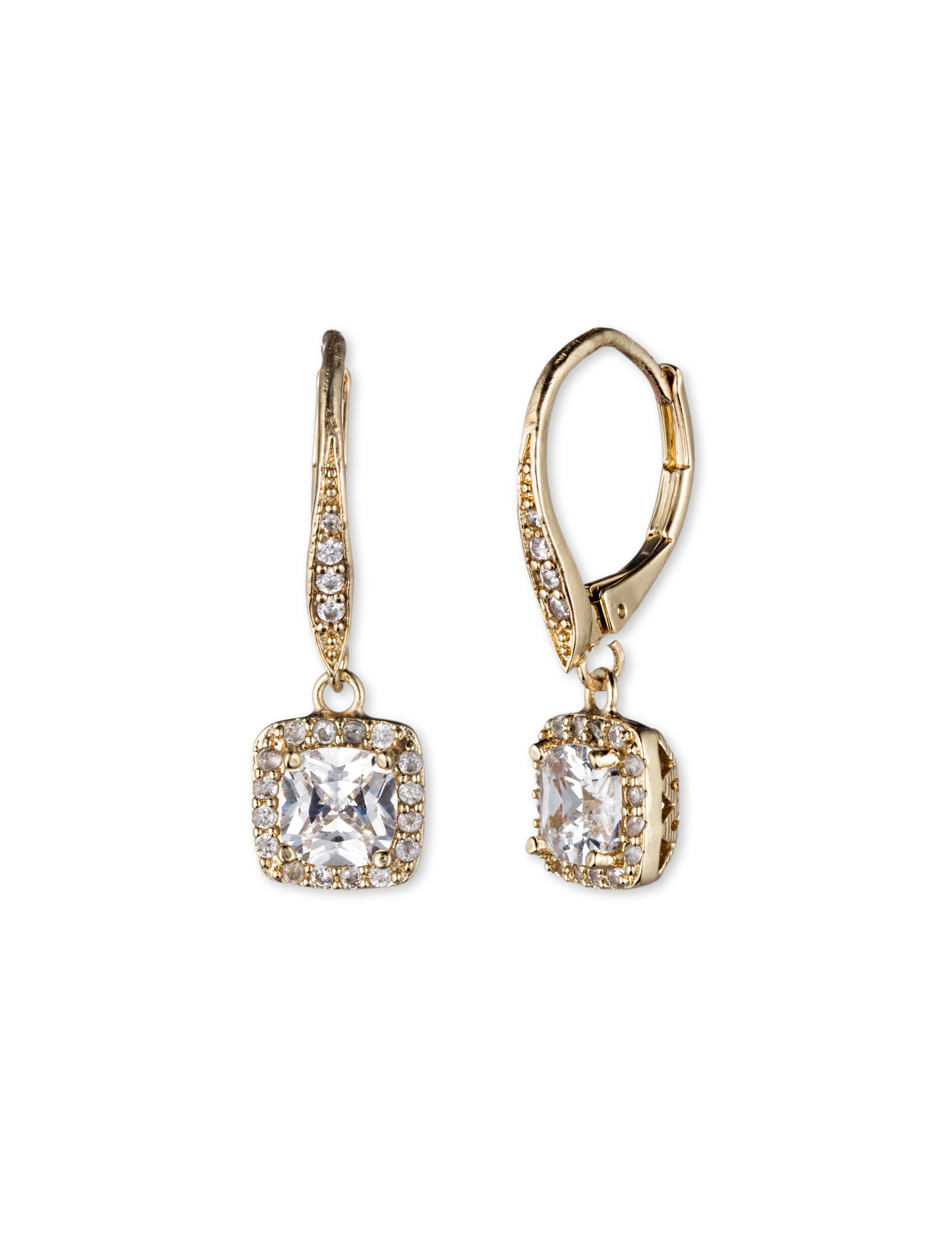 CZ Drop Earrings in Gold Tone - Anne Klein