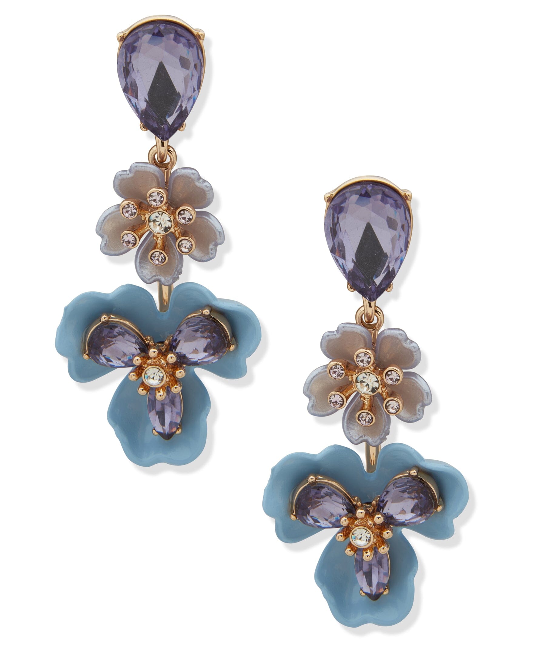 Flower Liner Pierced Post Earrings - Anne Klein
