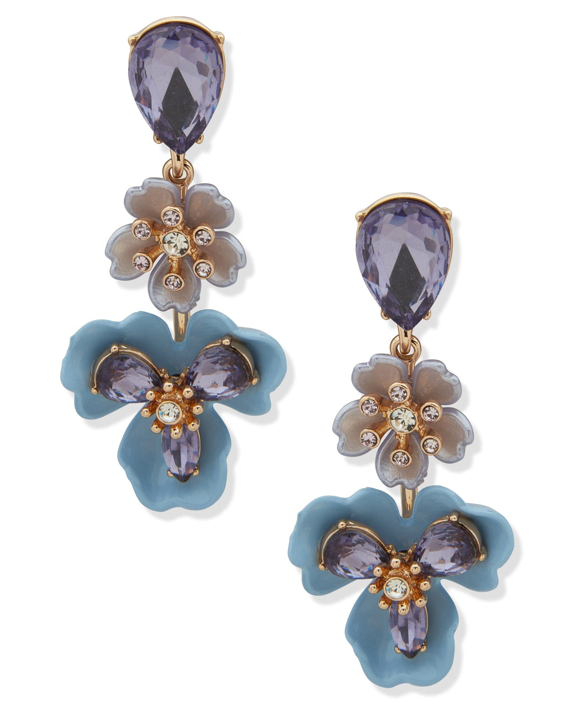 Flower Liner Pierced Post Earrings - Anne Klein